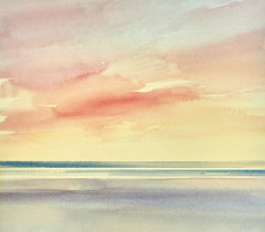 Twilight shoreline, Painting, Watercolor on Paper