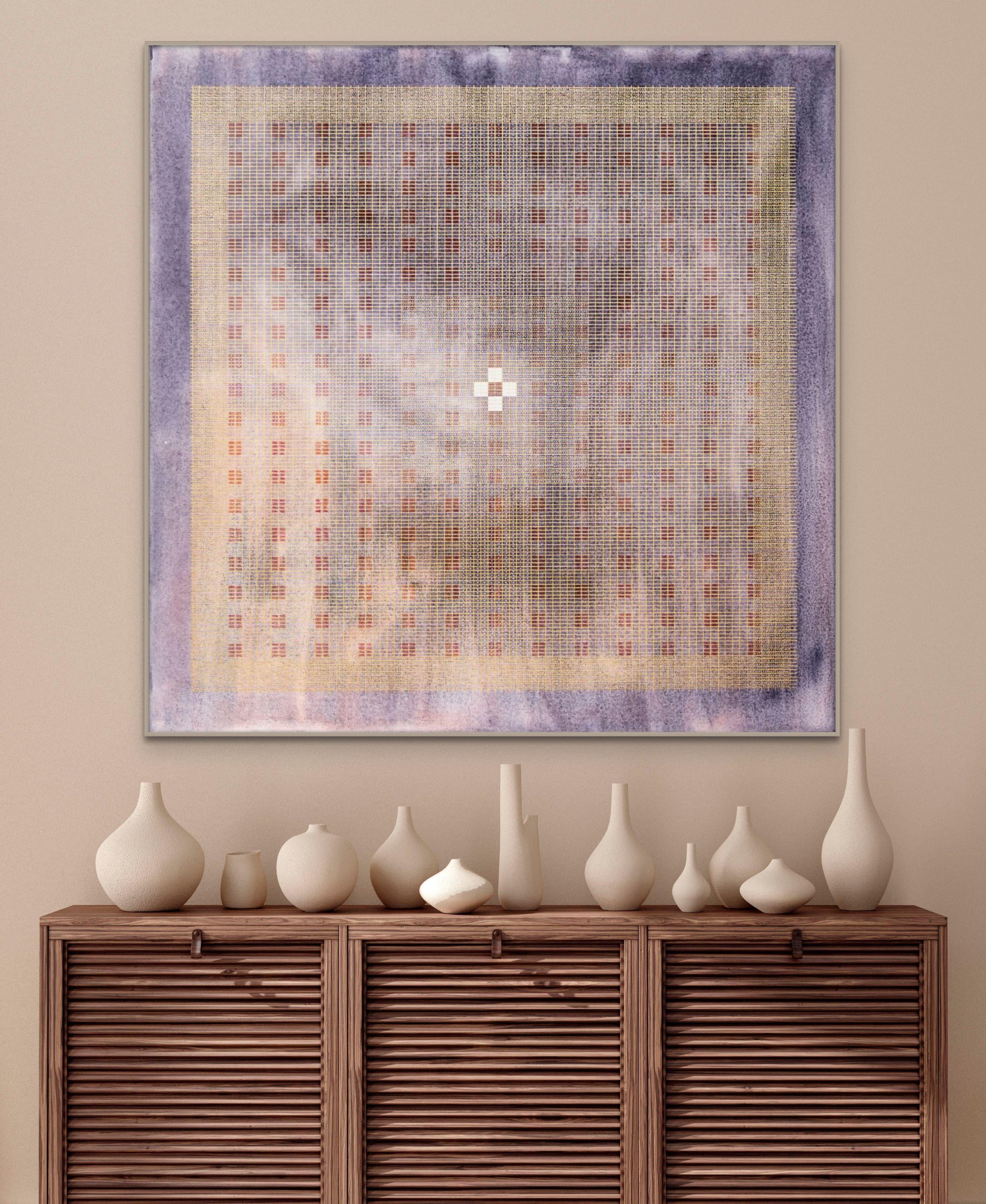 Bindi  Yantra Painting, Painting, Watercolor on Canvas - Abstract Art by Trishla Jain