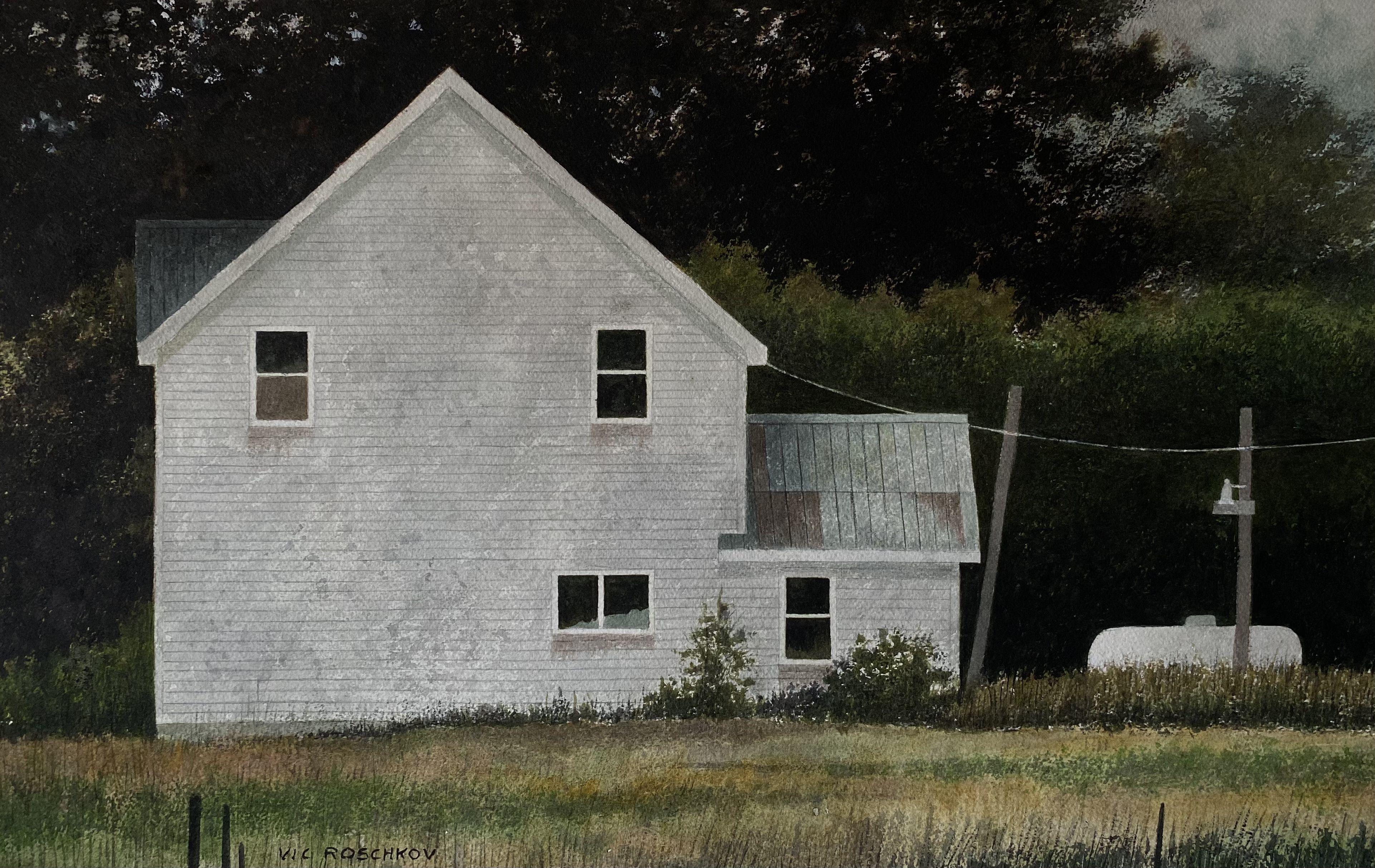 Homestead, Gemälde, Aquarell auf Aquarellpapier – Art von Victor Roschkov