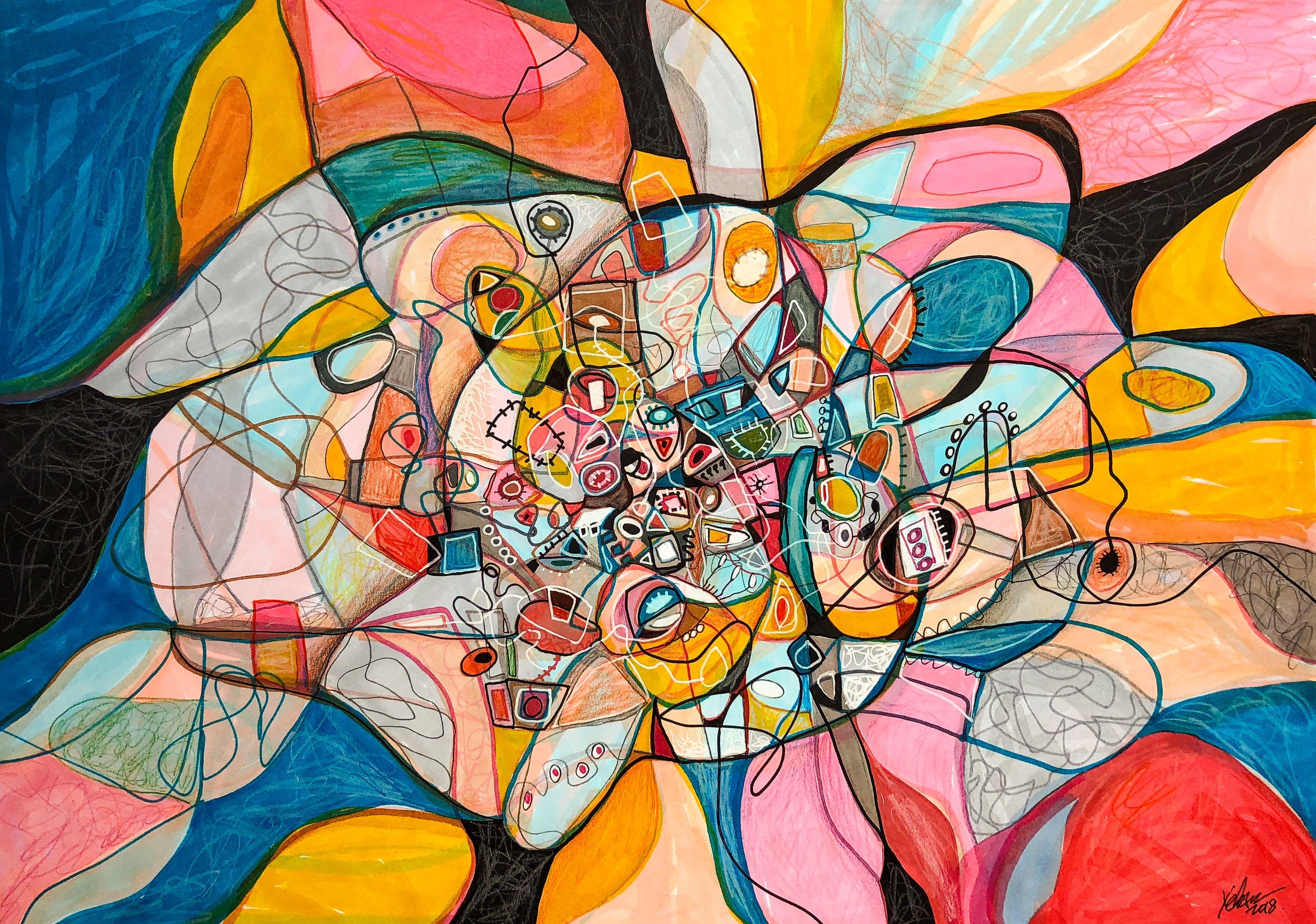 Yehan Wang Abstract Drawing – M-0023, Zeichnung, Stift und Tinte auf Papier