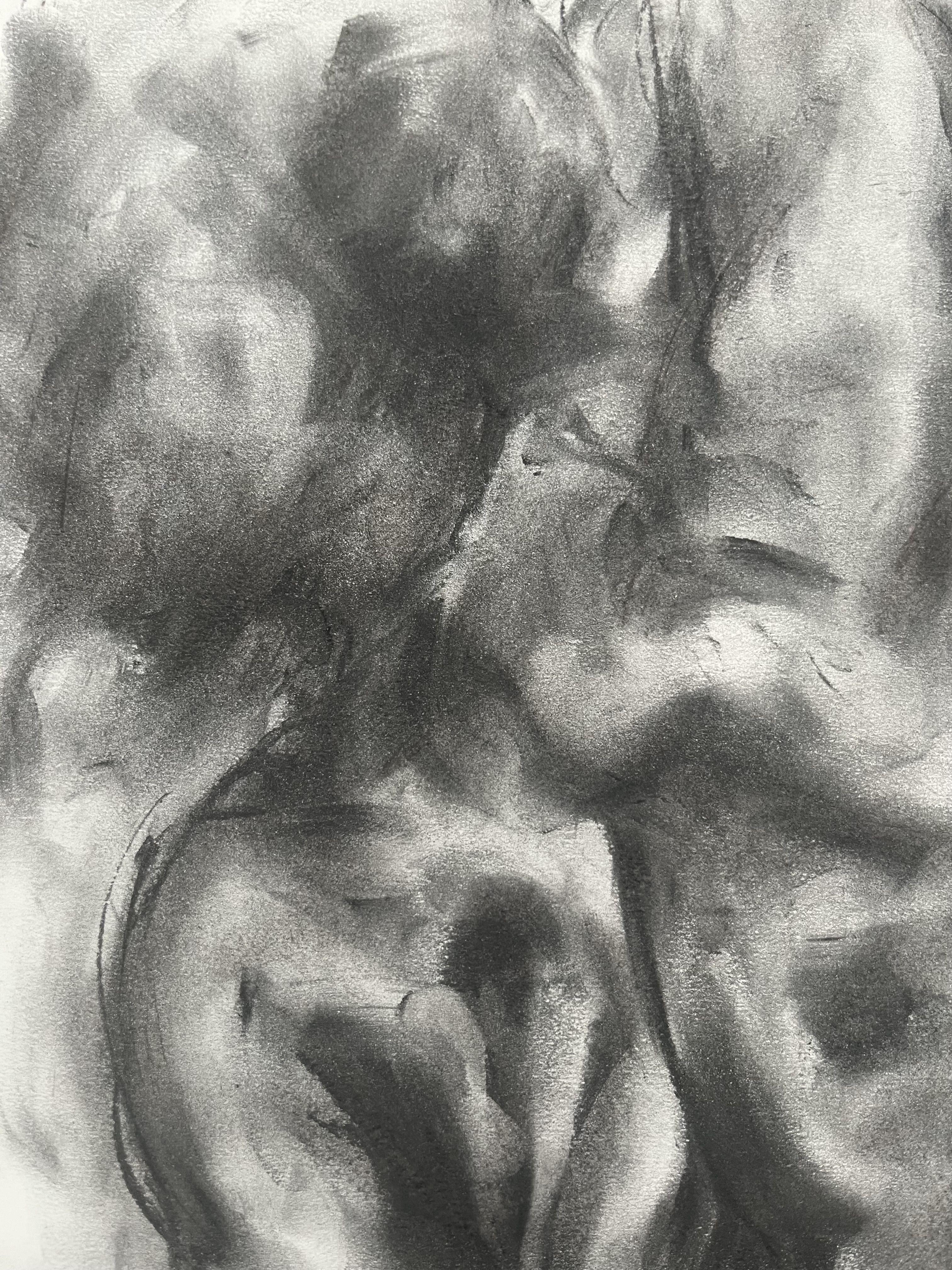 Reach Out, Drawing, Charcoal on Paper - Impressionist Art by James Shipton