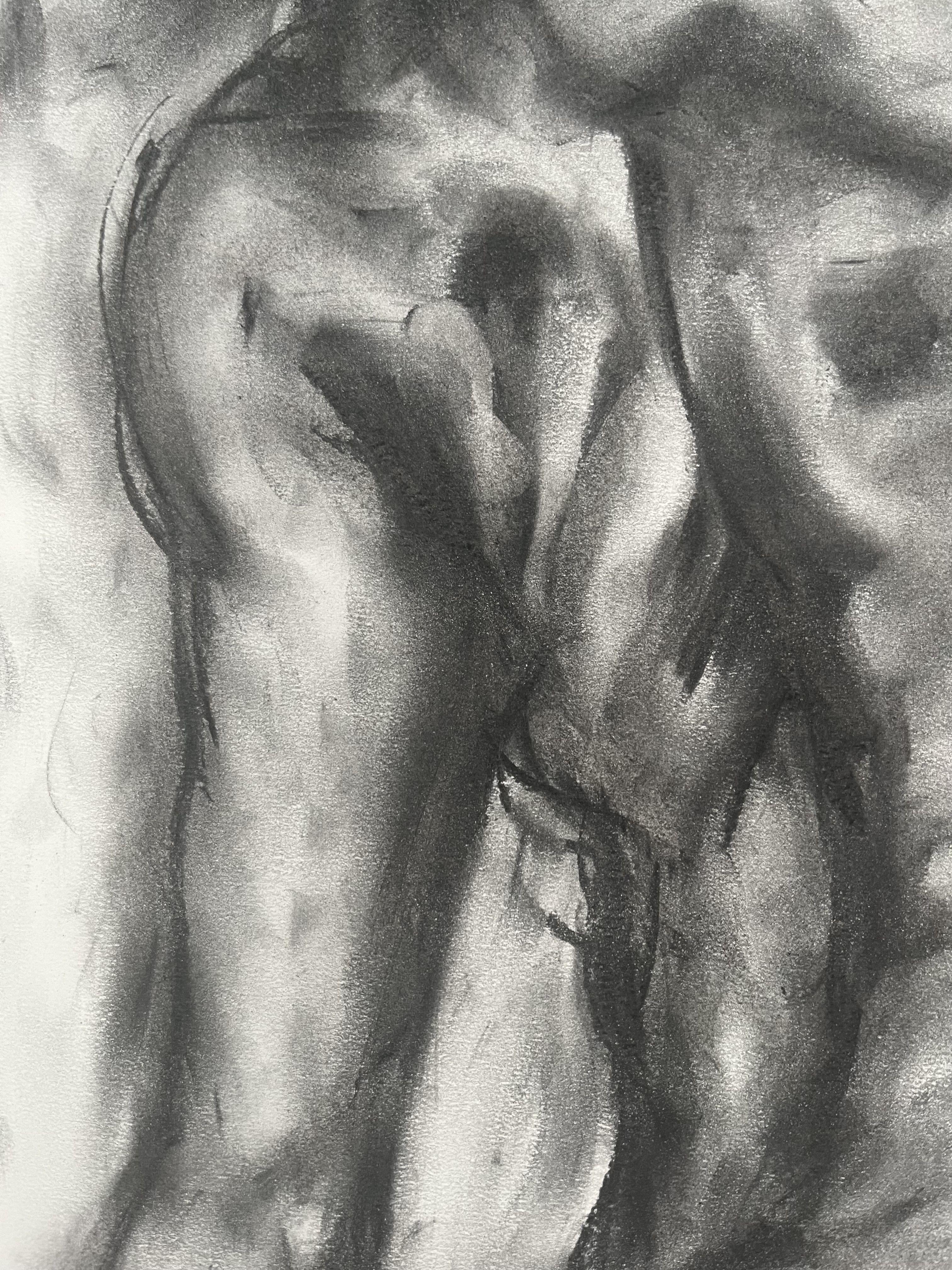 Original charcoal drawing on paper by James Shipton  My works are heavily influenced by the art work of Degas and Gustav Klimt.    My desire is to capture the human form, whilst portraying human emotion. I achieve this through a process of capturing