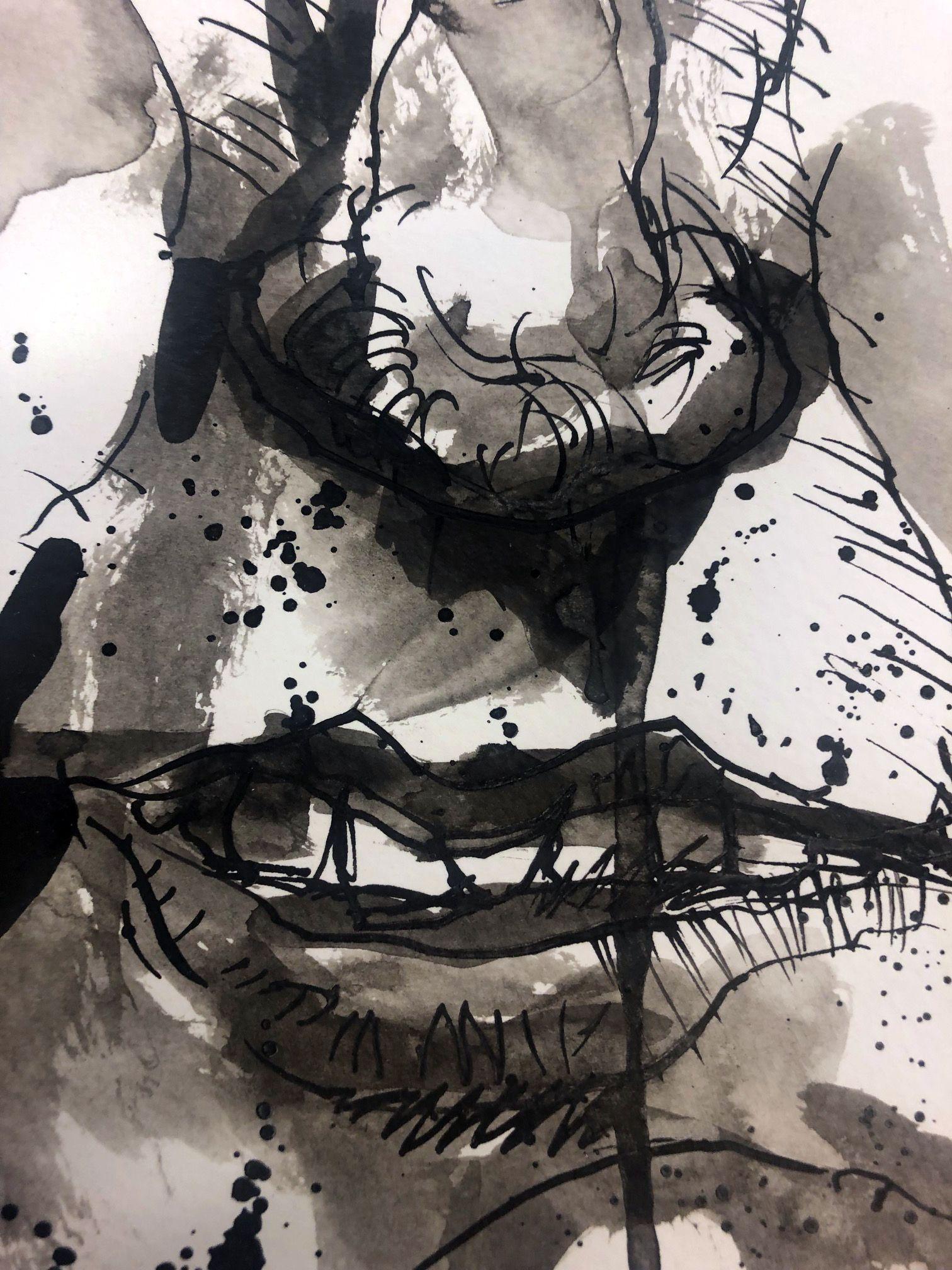 Frank N. Stein, Drawing, Pen & Ink on Watercolor Paper - Contemporary Art by Edward Zelinsky