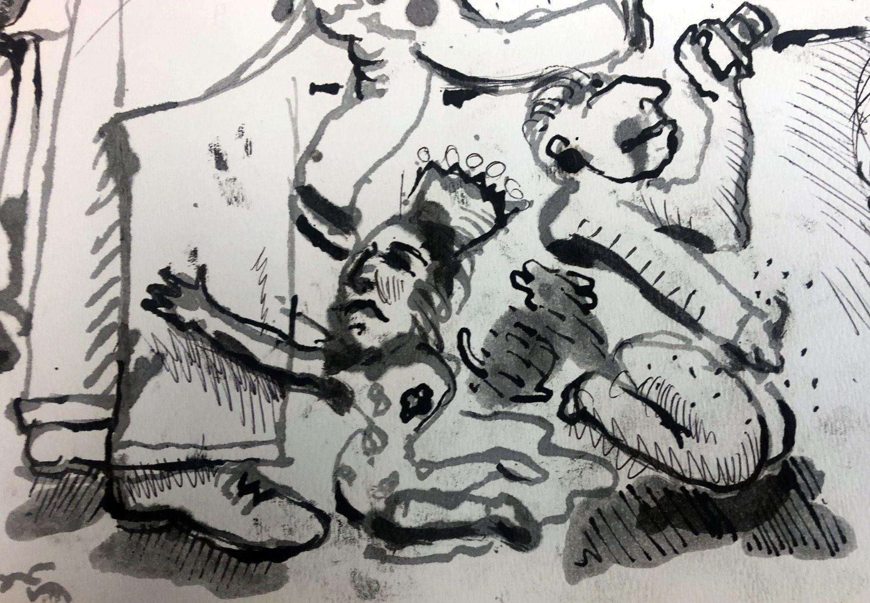 Da dove provengono questi due schieramenti opposti? La mia testa ha detto alla mia mano dove muoversi... ed è così che mi muovo. Non si può mai sapere cosa c'è in quella testa... :: Disegno :: Contemporaneo :: Questo pezzo viene fornito con un