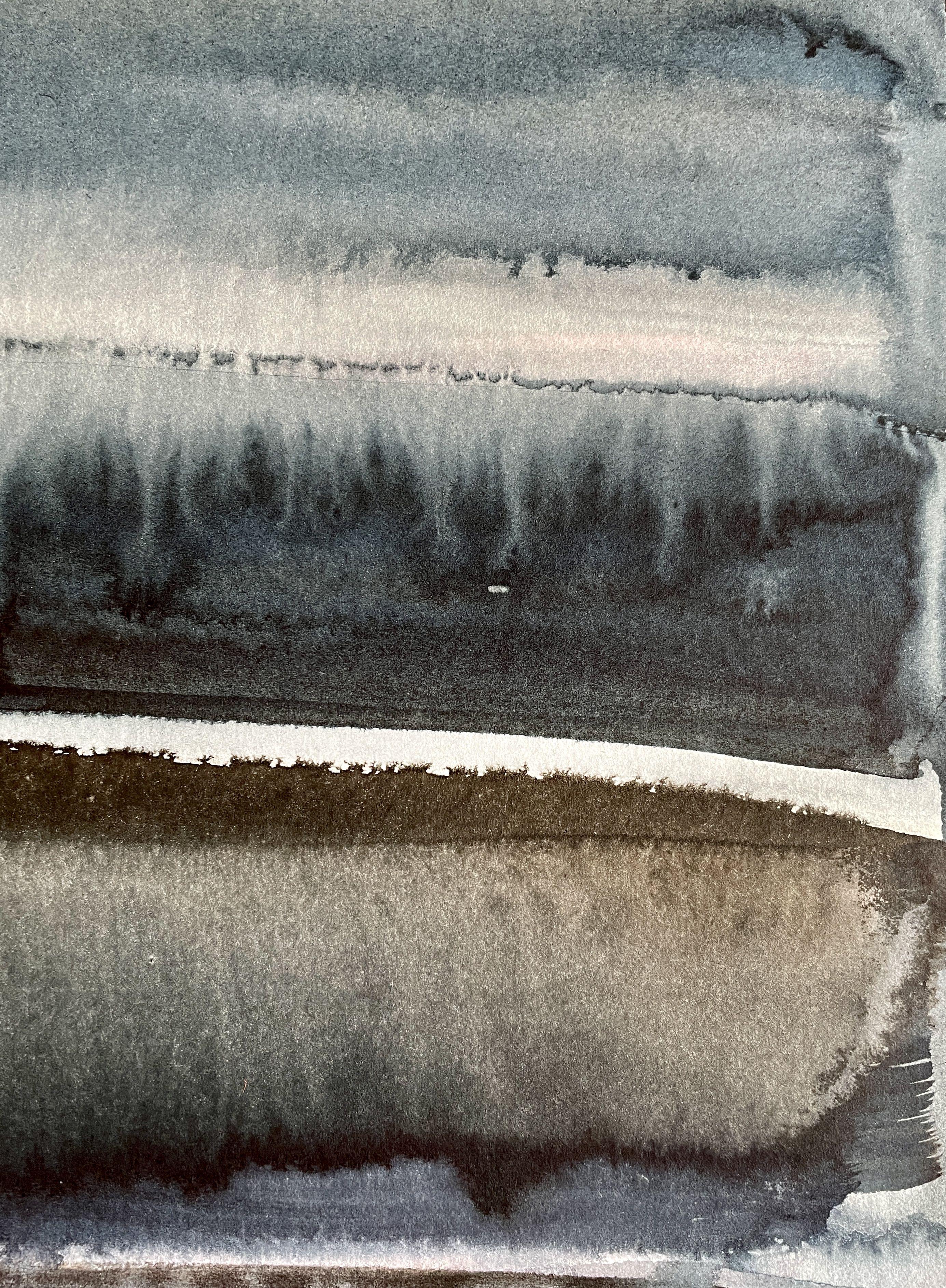 Night, peinture, aquarelle sur papier - Art de Gesa Reuter