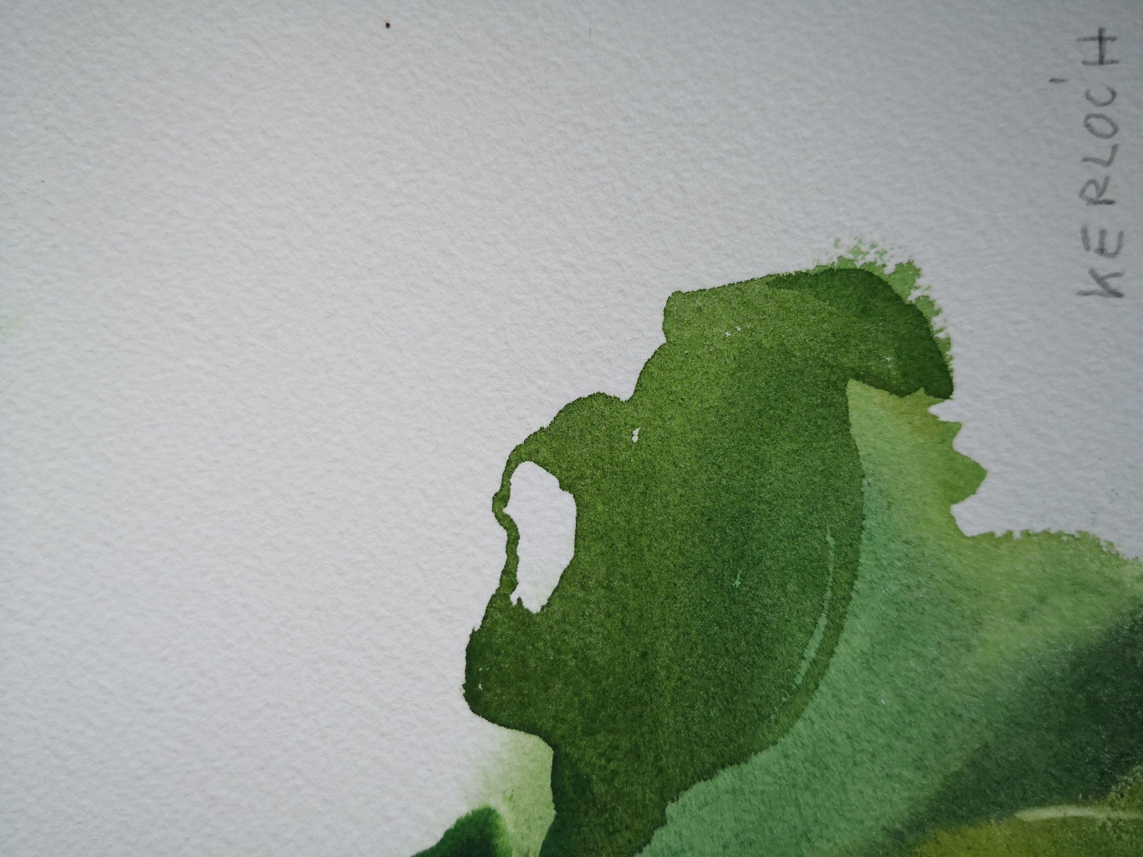 Leaf #2, Painting, Watercolor on Paper - Expressionist Art by Anyck Alvarez Kerloch