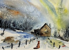Fox Home, Painting, Watercolor on Watercolor Paper