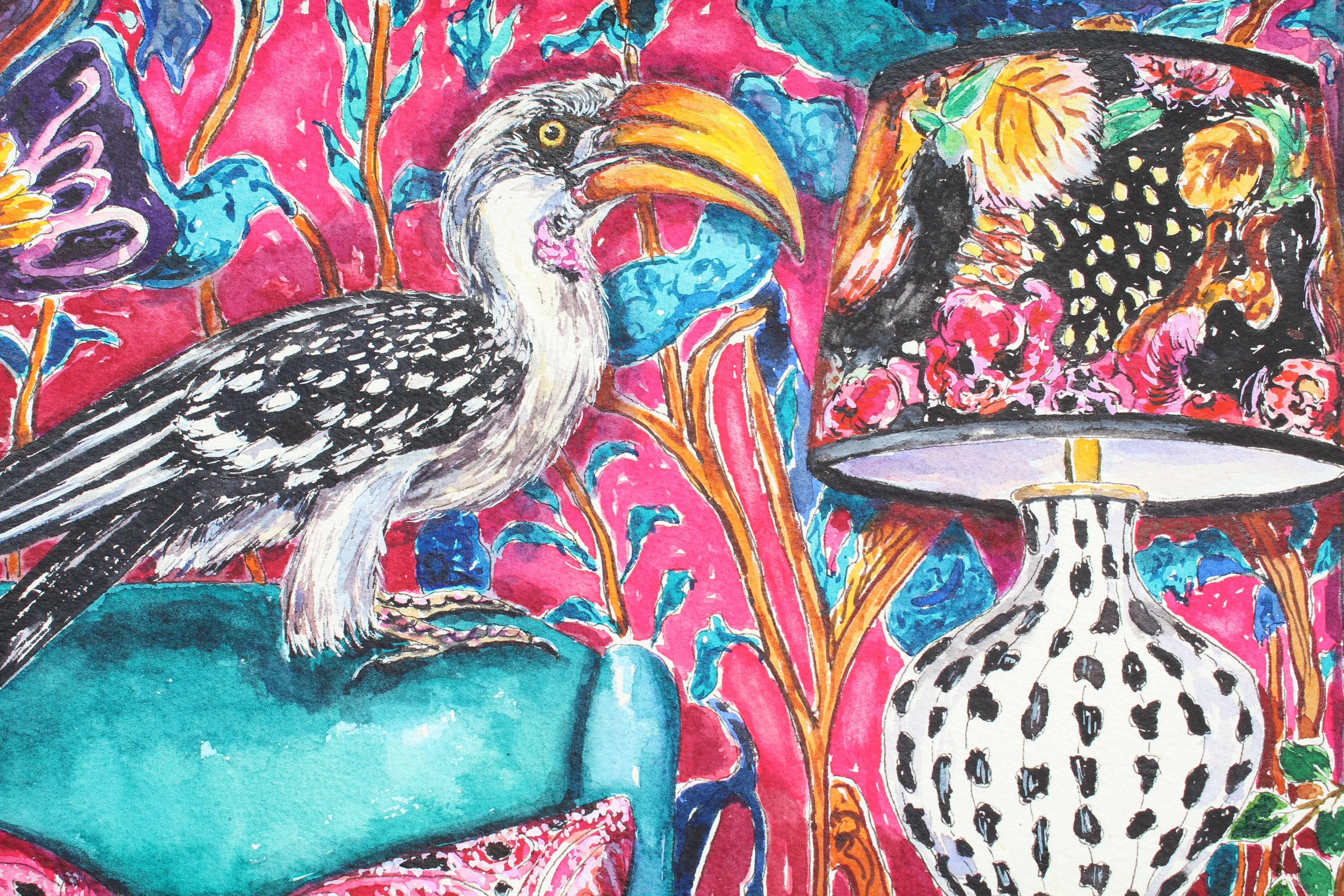 Les histoires d'Afrique, peinture, aquarelle sur papier - Impressionnisme Art par Kristen Olson Stone