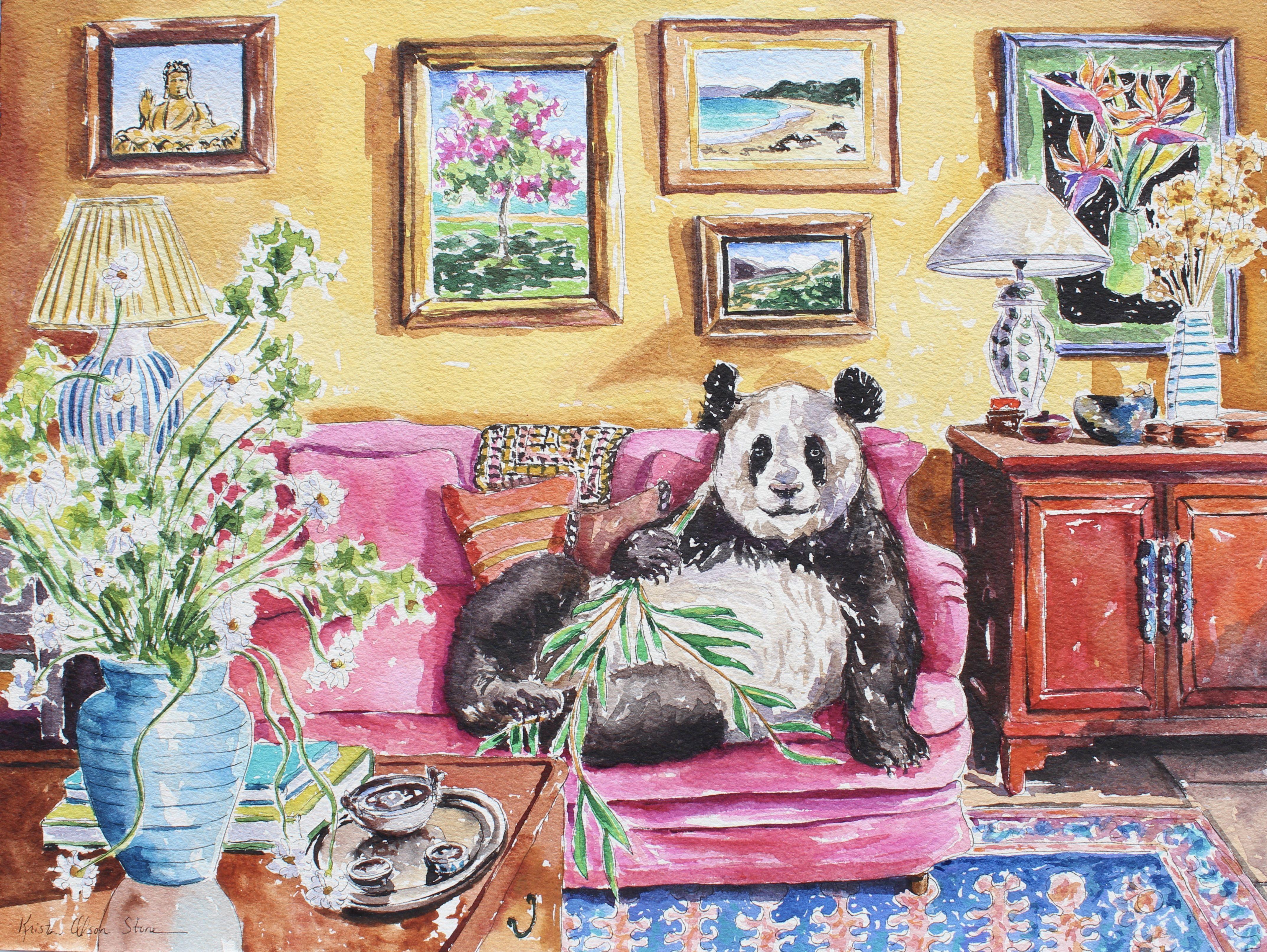 Panda Express, Painting, Watercolor on Paper - Art by Kristen Olson Stone