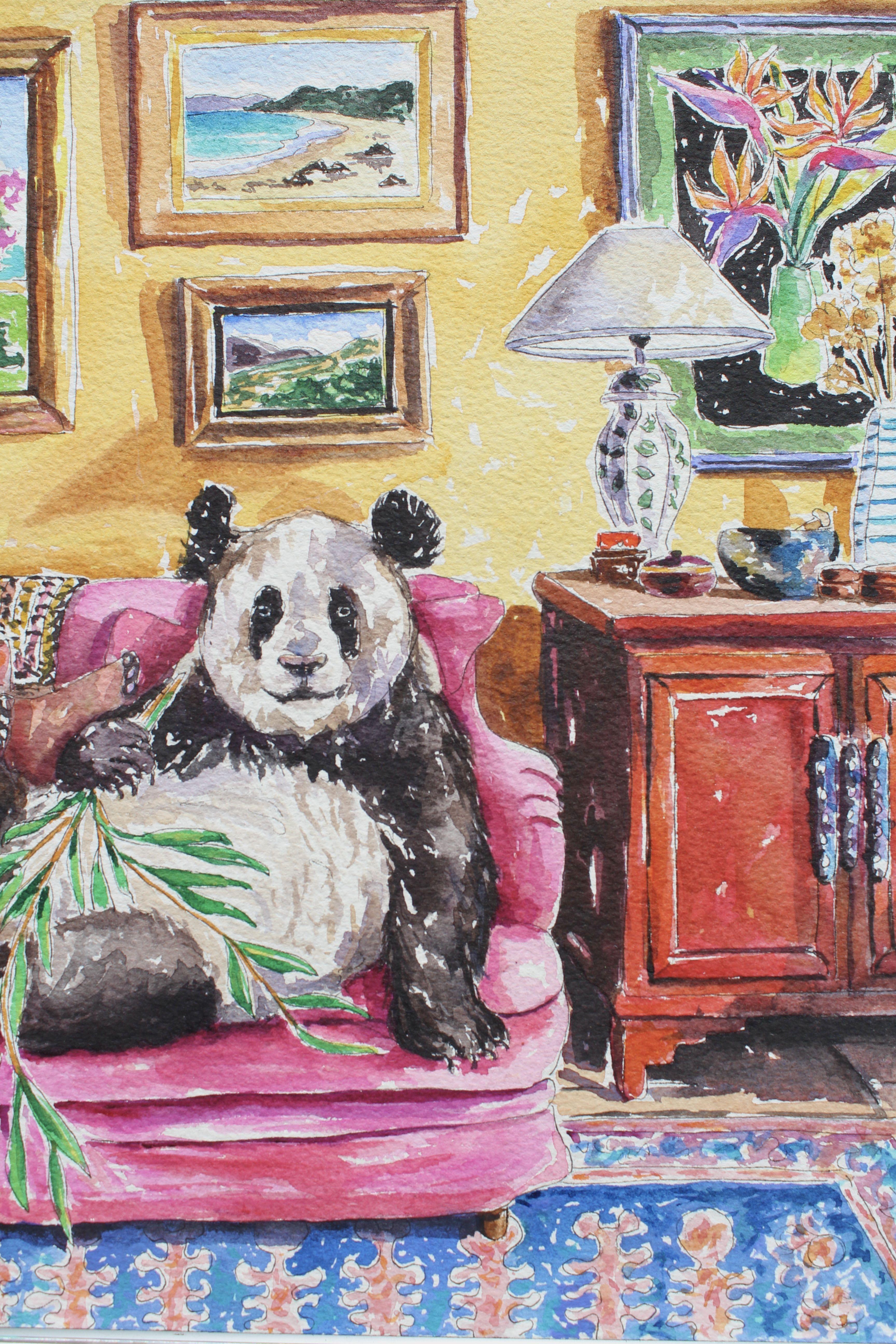 Panda Express, Painting, Watercolor on Paper - Impressionist Art by Kristen Olson Stone
