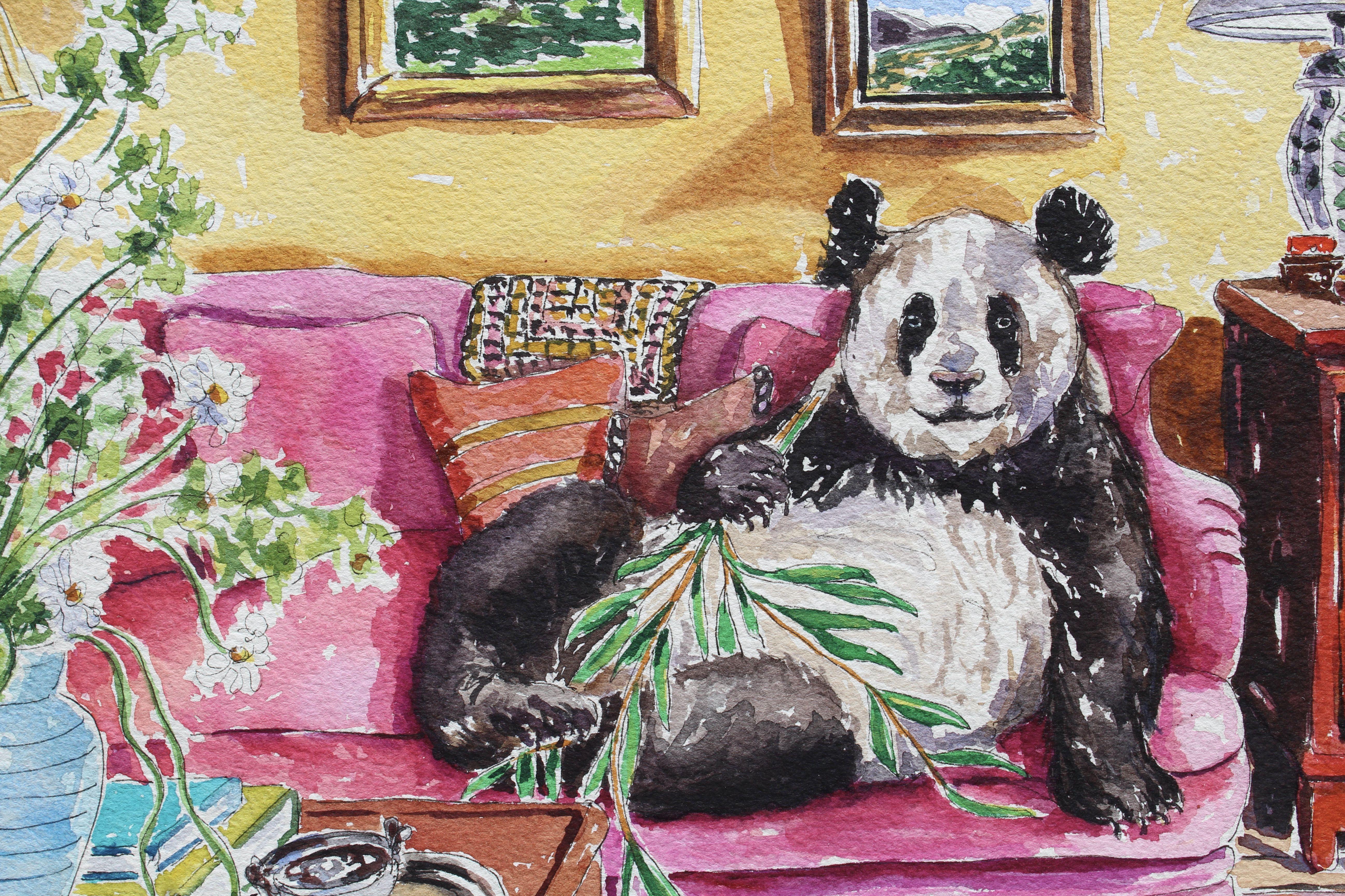 Panda Express, Painting, Watercolor on Paper For Sale 1