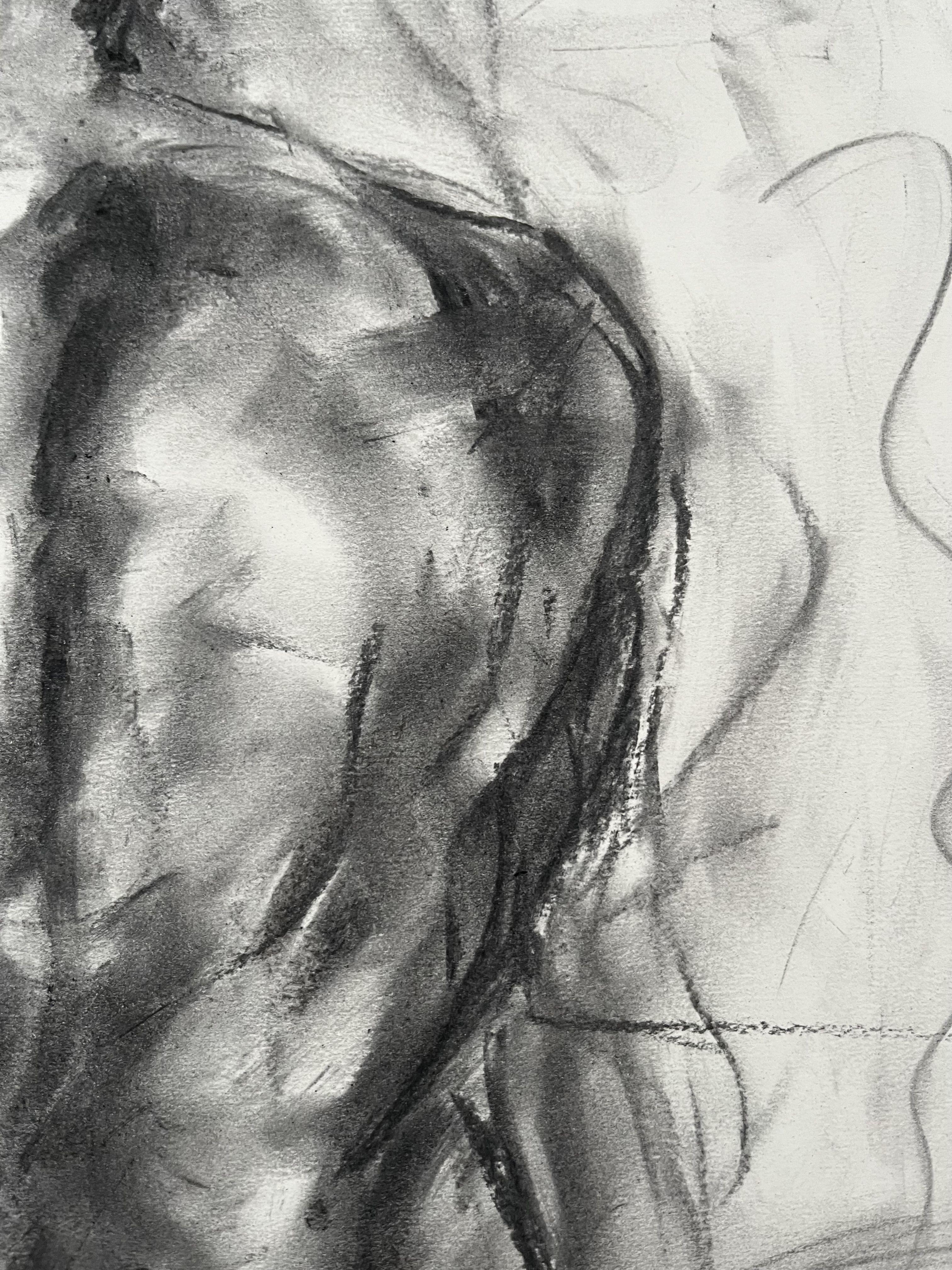 Original charcoal drawing on paper by James Shipton  My works are heavily influenced by the art work of Degas and Gustav Klimt.    My desire is to capture the human form, whilst portraying human emotion. I achieve this through a process of capturing