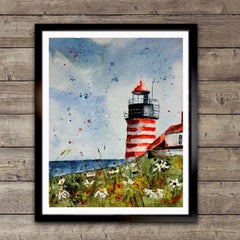 Quoddy Head Lighthouse, Gemälde, Aquarell auf Aquarellpapier