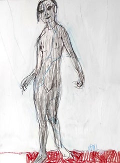 Standing nude, Drawing, Pencil/Colored Pencil on Paper