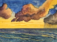 Lido Beach Sunset, Sarasota, Painting, Watercolor on Paper