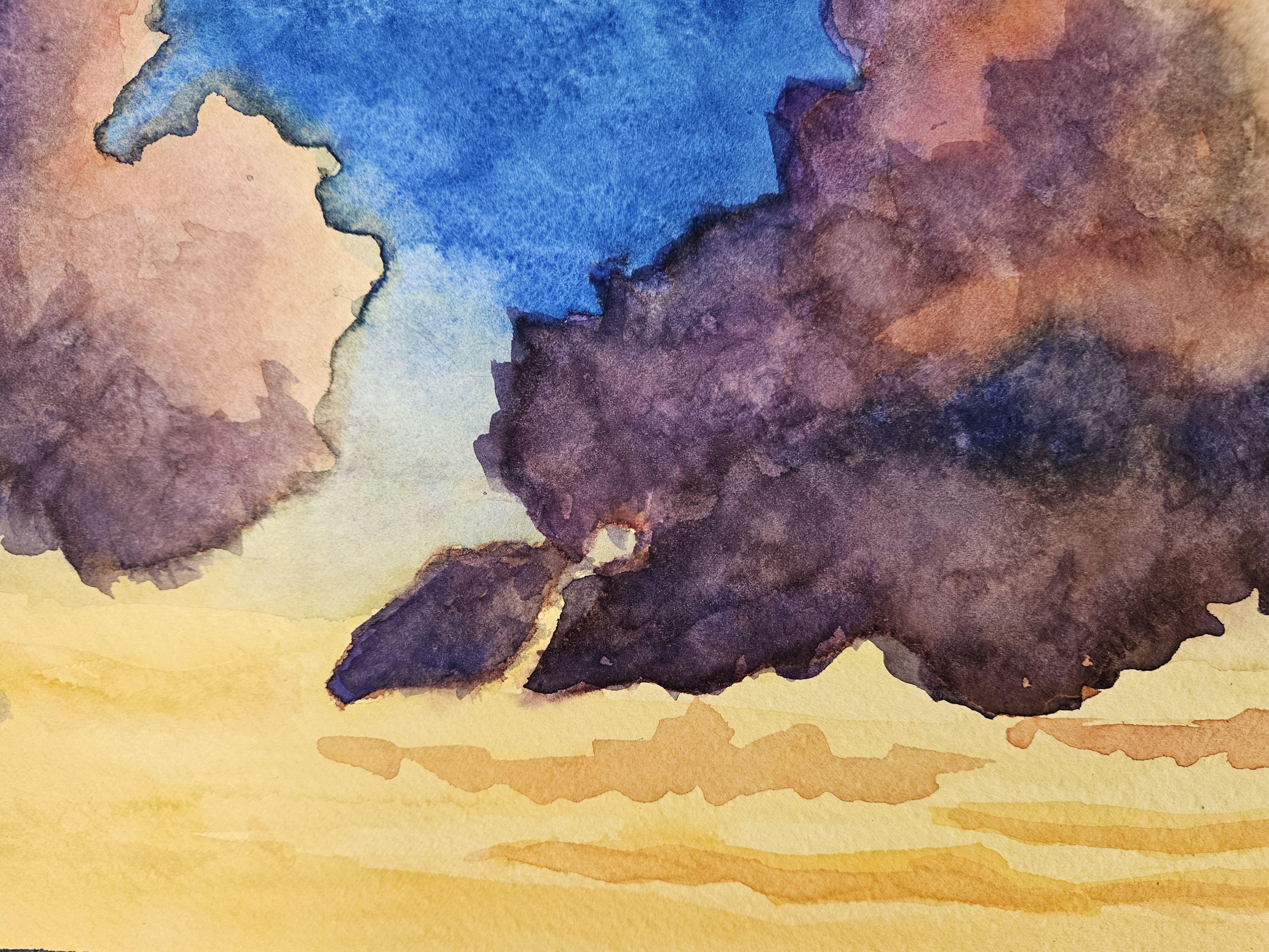 Lido Beach Sunset, Sarasota, Painting, Watercolor on Paper - Realist Art by Mike King