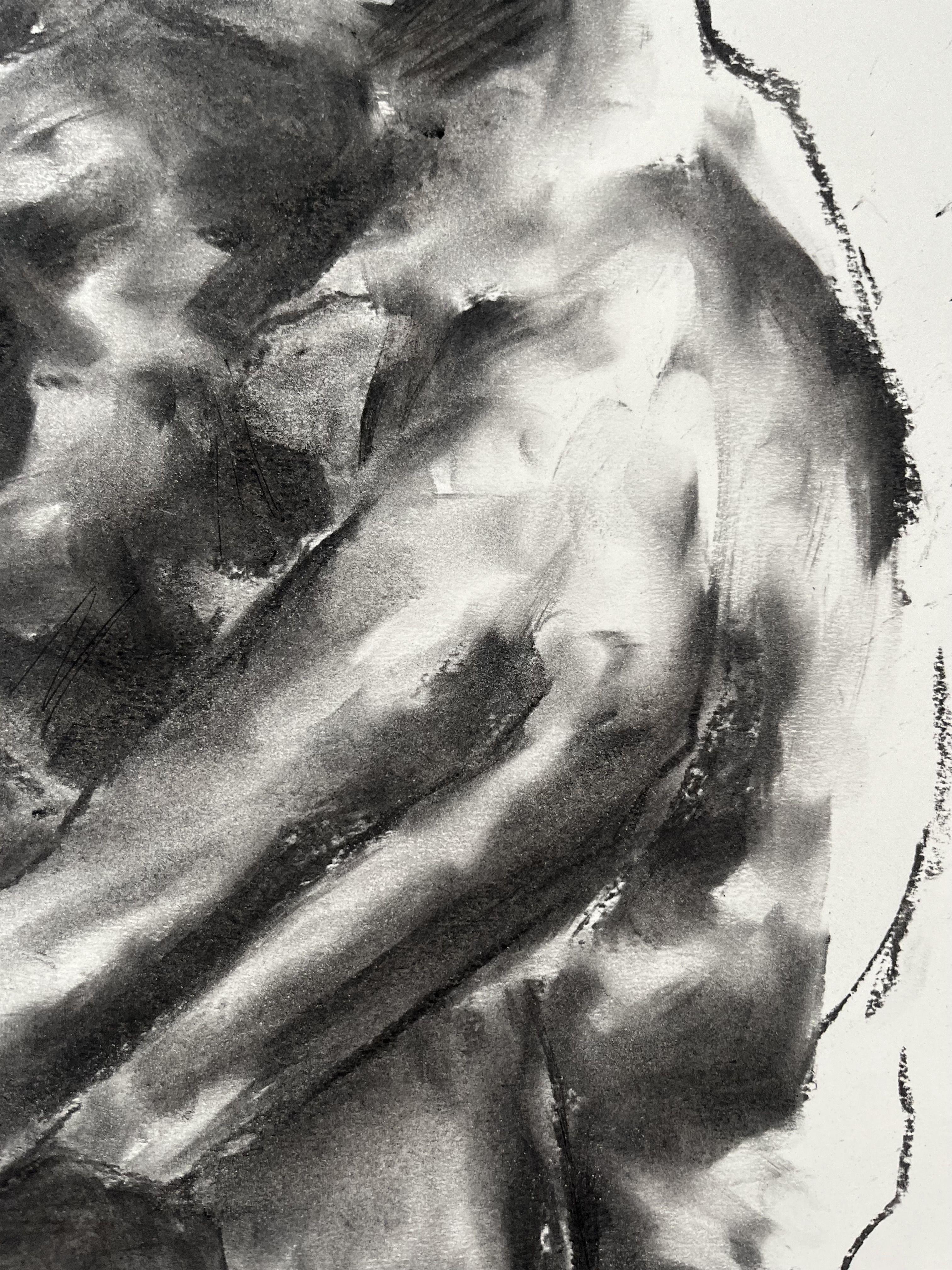 Embrace, Drawing, Charcoal on Paper For Sale 1