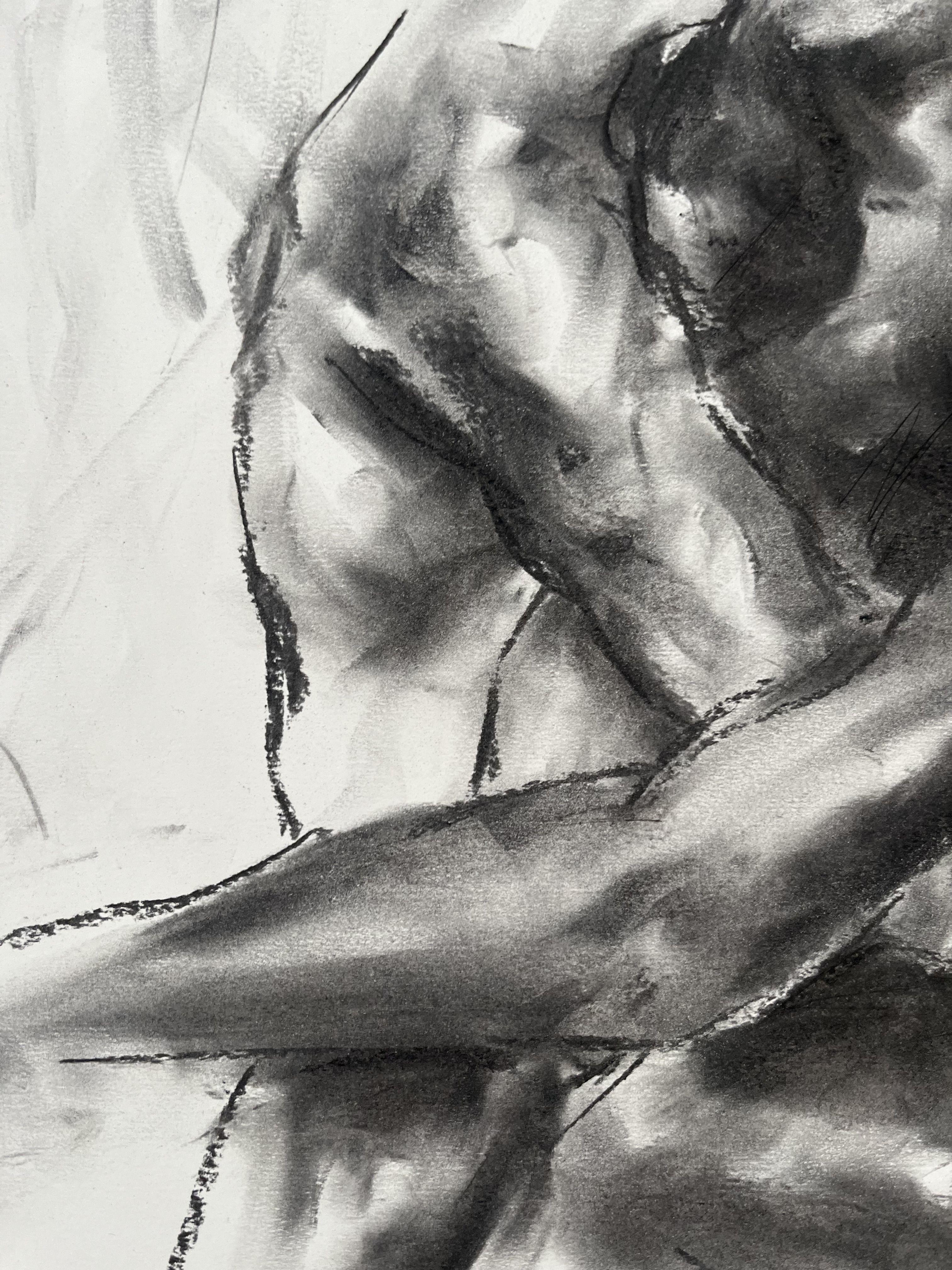 Embrace, Drawing, Charcoal on Paper For Sale 2