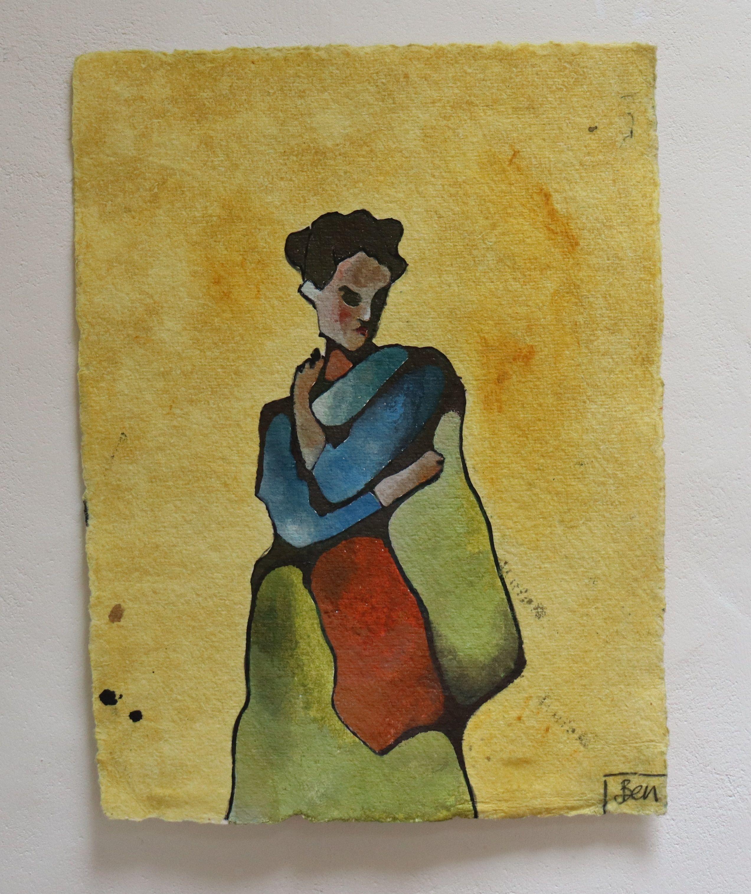 Retrato de mujer, Pintura, Acuarela sobre papel en venta 1
