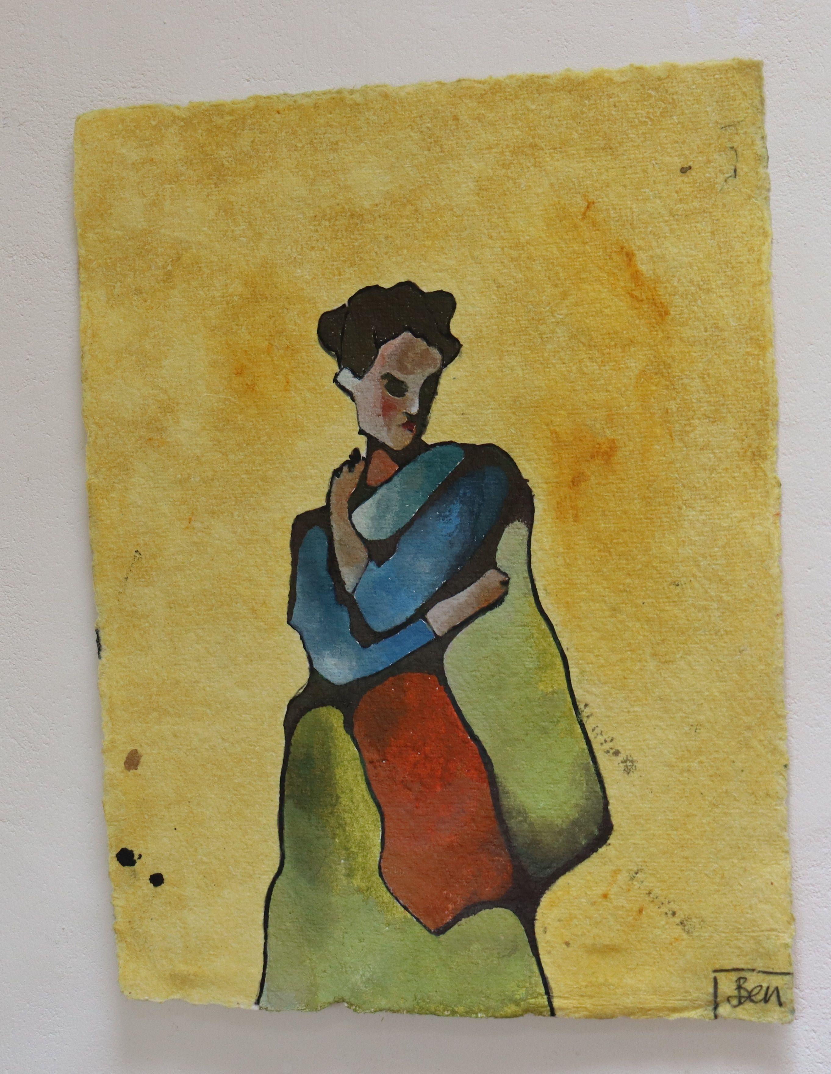 Retrato de mujer, Pintura, Acuarela sobre papel en venta 2