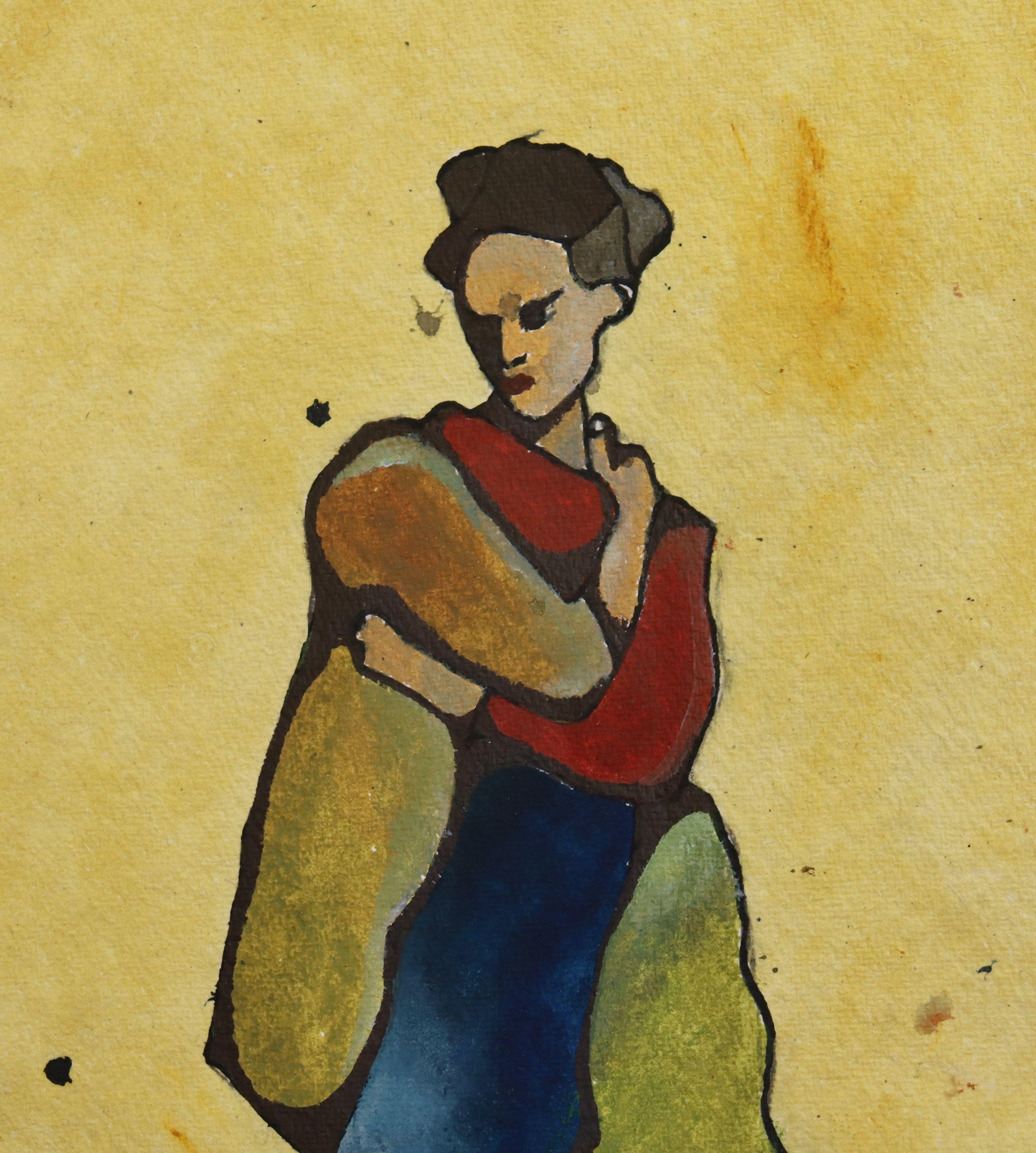 mujer de amarillo, Pintura, Acuarela sobre papel - Art Impresionista de Benjamin Carrivick
