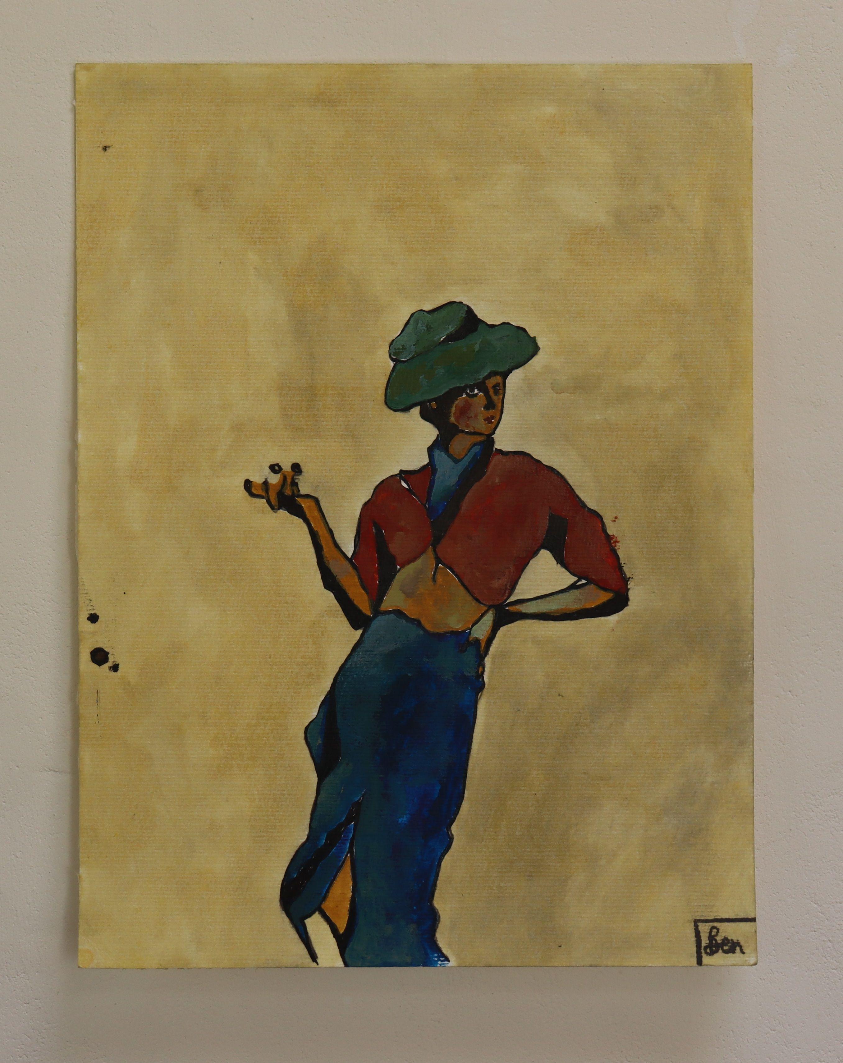 Pintado en 2024  Acuarela con fondo amarillo   :: Pintura :: Contemporánea :: Esta obra viene con un certificado oficial de autenticidad firmado por el artista :: Lista para colgar: No :: Firmado: Sí :: Ubicación de la Firma: Abajo Derecha :: Papel