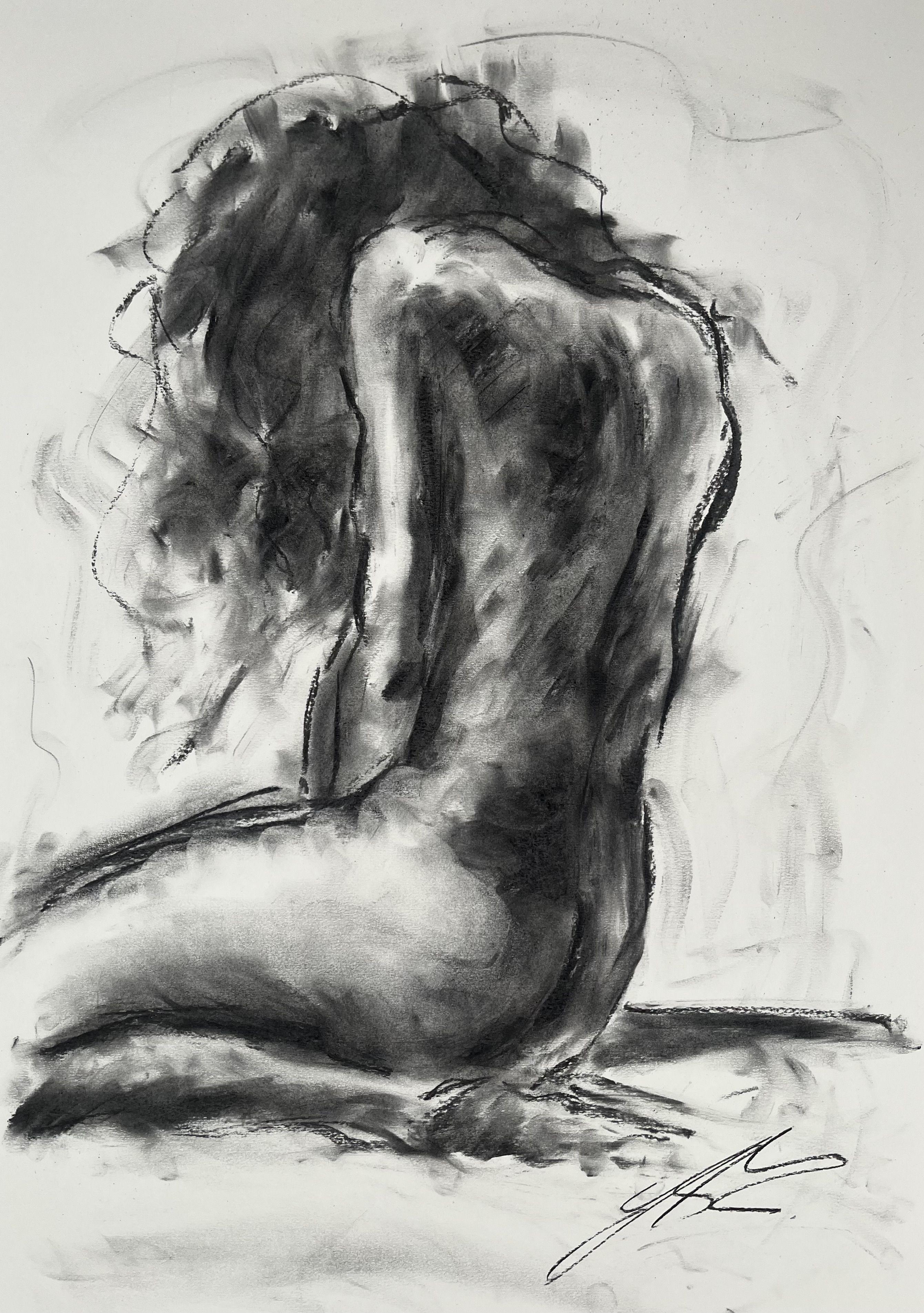 Escape, Drawing, Charcoal on Paper