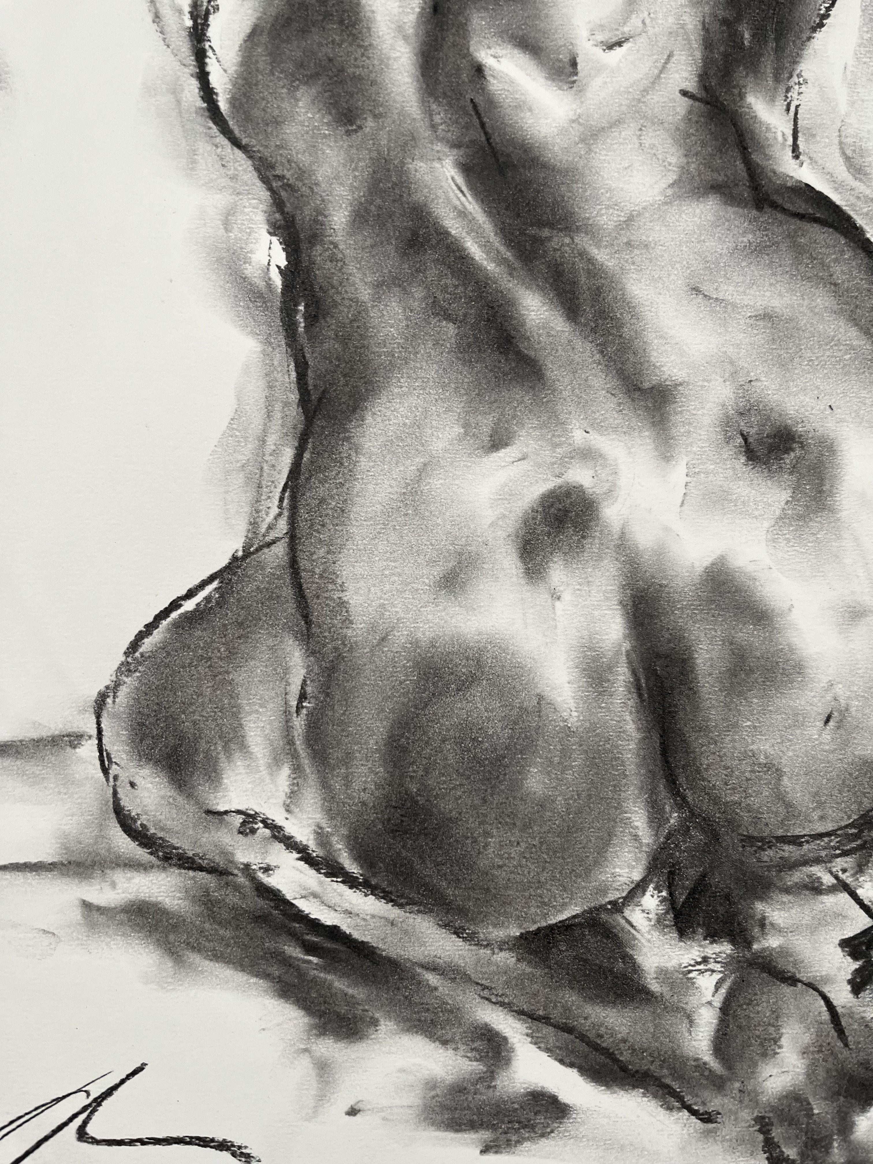 The Study, Drawing, Charcoal on Paper For Sale 1