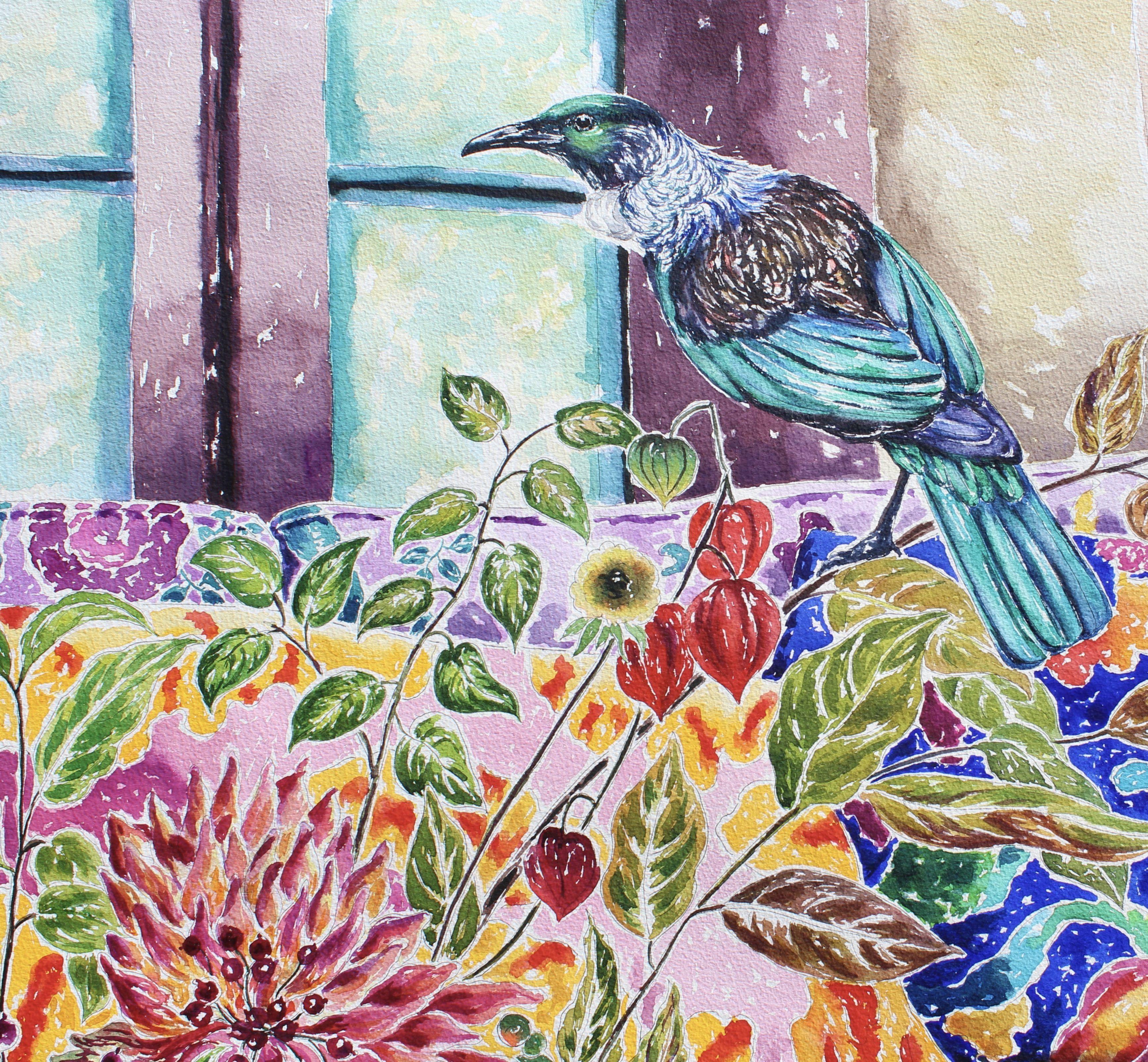 Tui Be Or Not Tui Be, Painting, Watercolor on Paper - Impressionist Art by Kristen Olson Stone