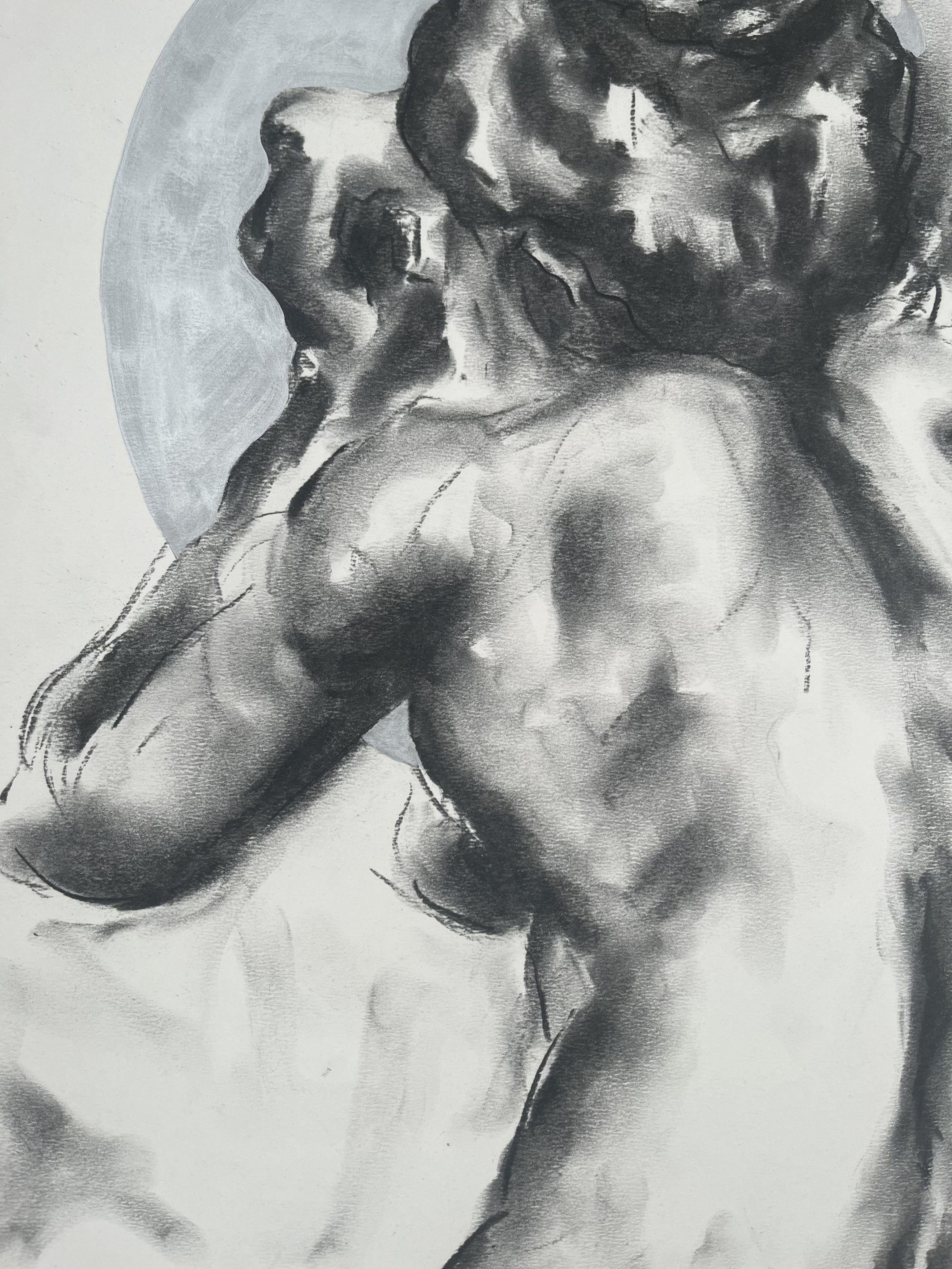 Original charcoal drawing on paper by James Shipton  My works are heavily influenced by the art work of Degas and Gustav Klimt.    My desire is to capture the human form, whilst portraying human emotion. I achieve this through a process of capturing