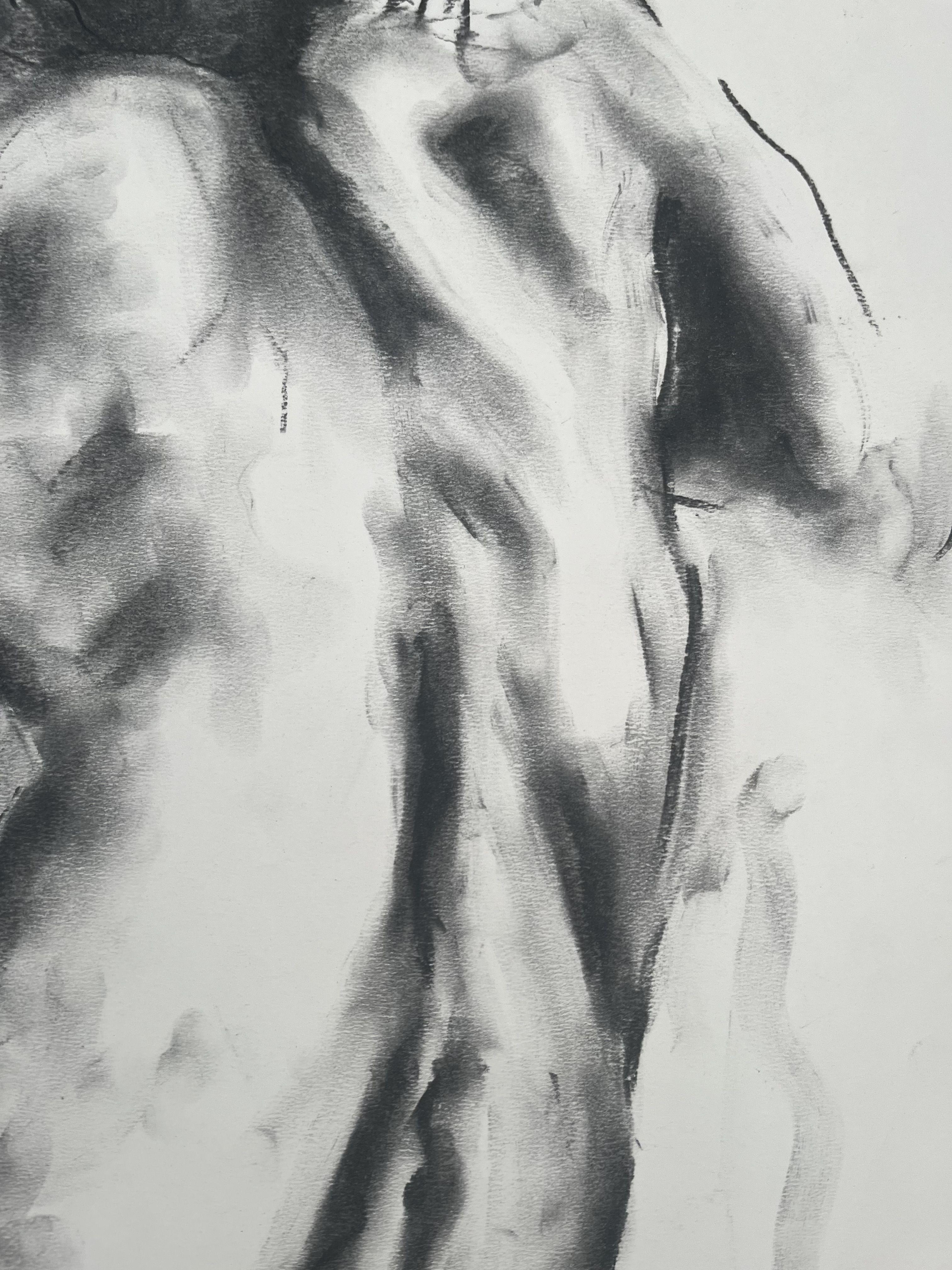 Reflection, Drawing, Charcoal on Paper For Sale 1