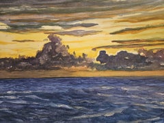 Sunset on Siesta Key, Sarasota  Fl., Painting, Watercolor on Paper
