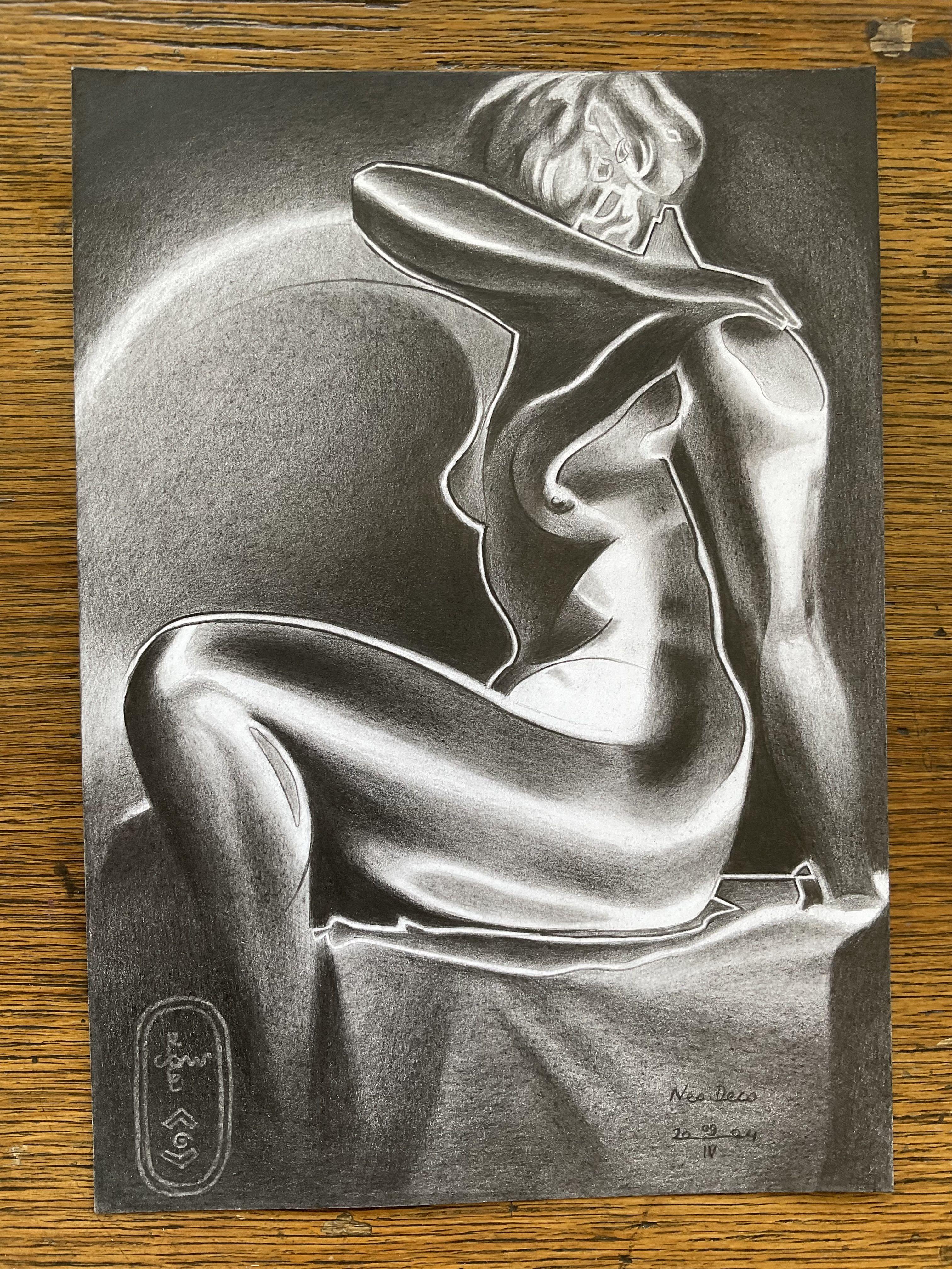 Neo Deco - 09-04-24, Dibujo, LÃ¡piz/lÃ¡piz de color sobre papel en venta 1