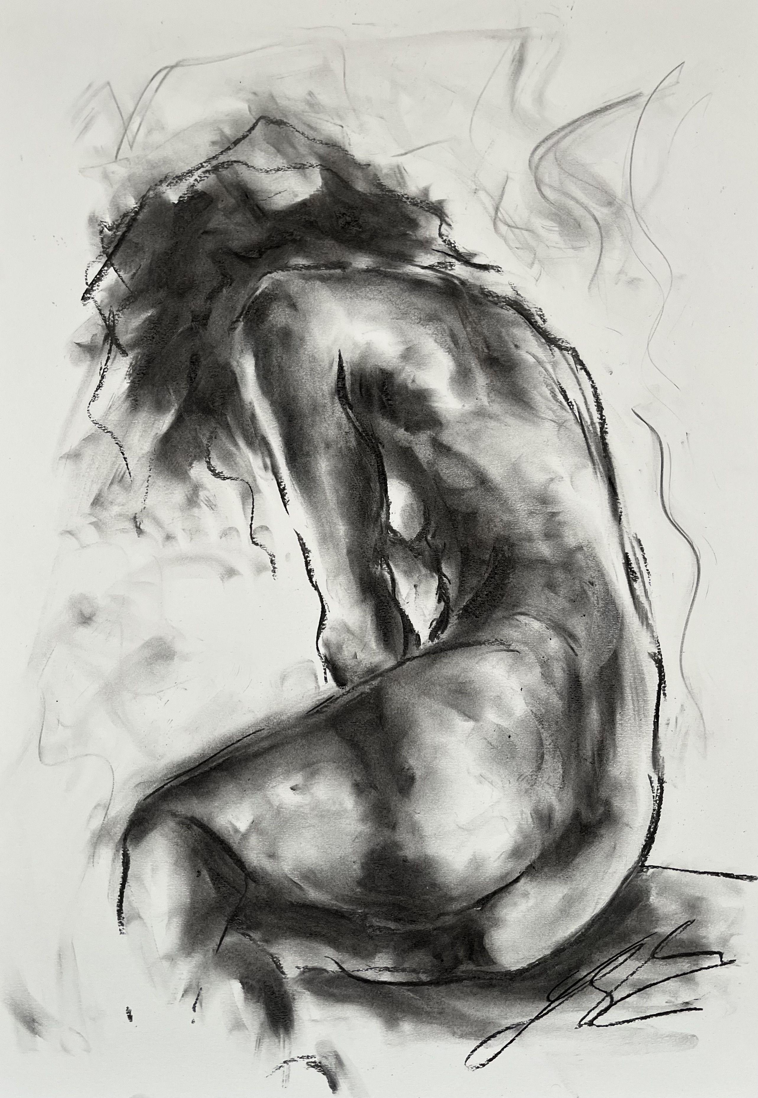Deidad, Dibujo, Carboncillo sobre papel - Art de James Shipton