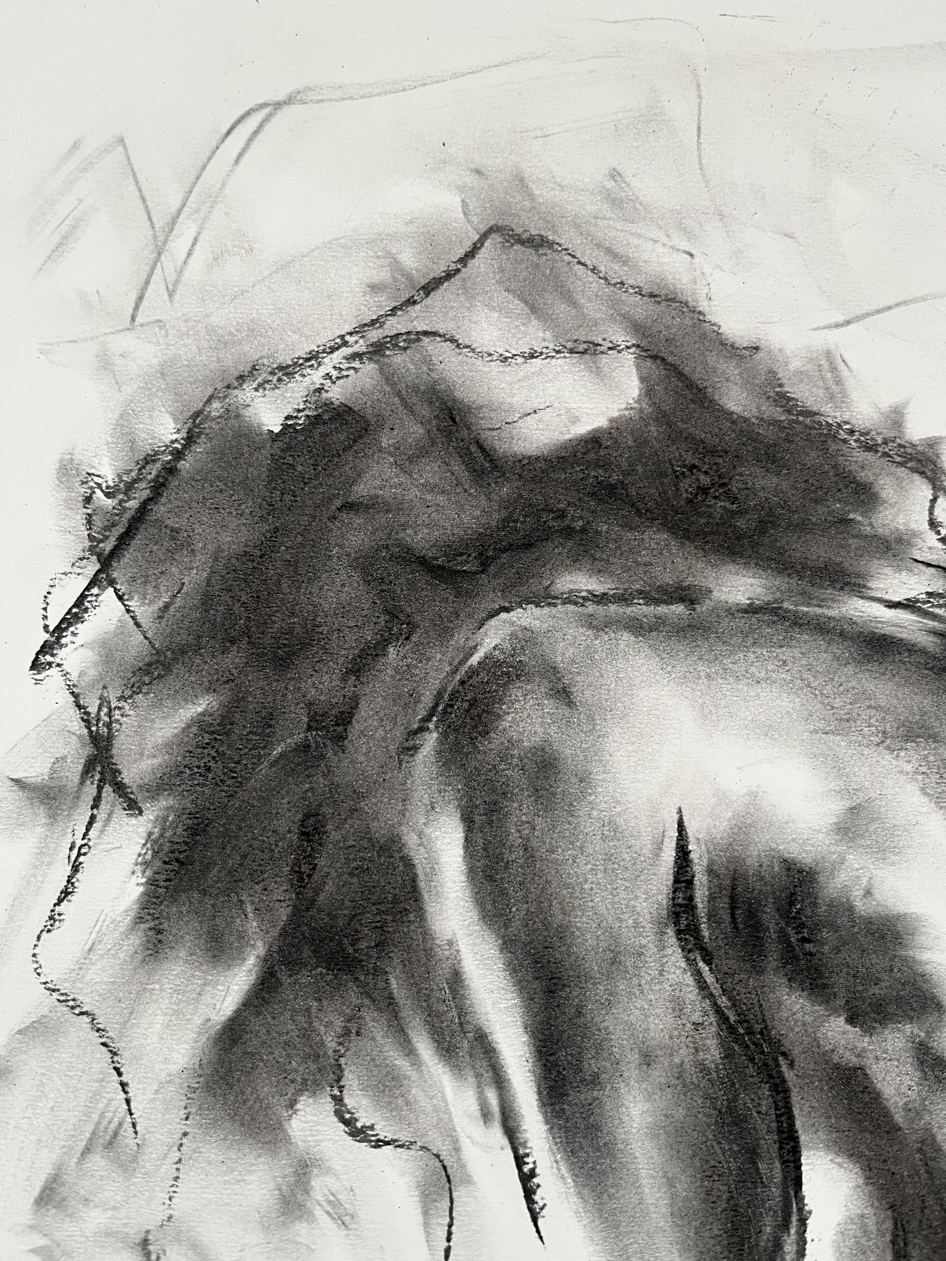 Deidad, Dibujo, Carboncillo sobre papel - Art Impresionista de James Shipton