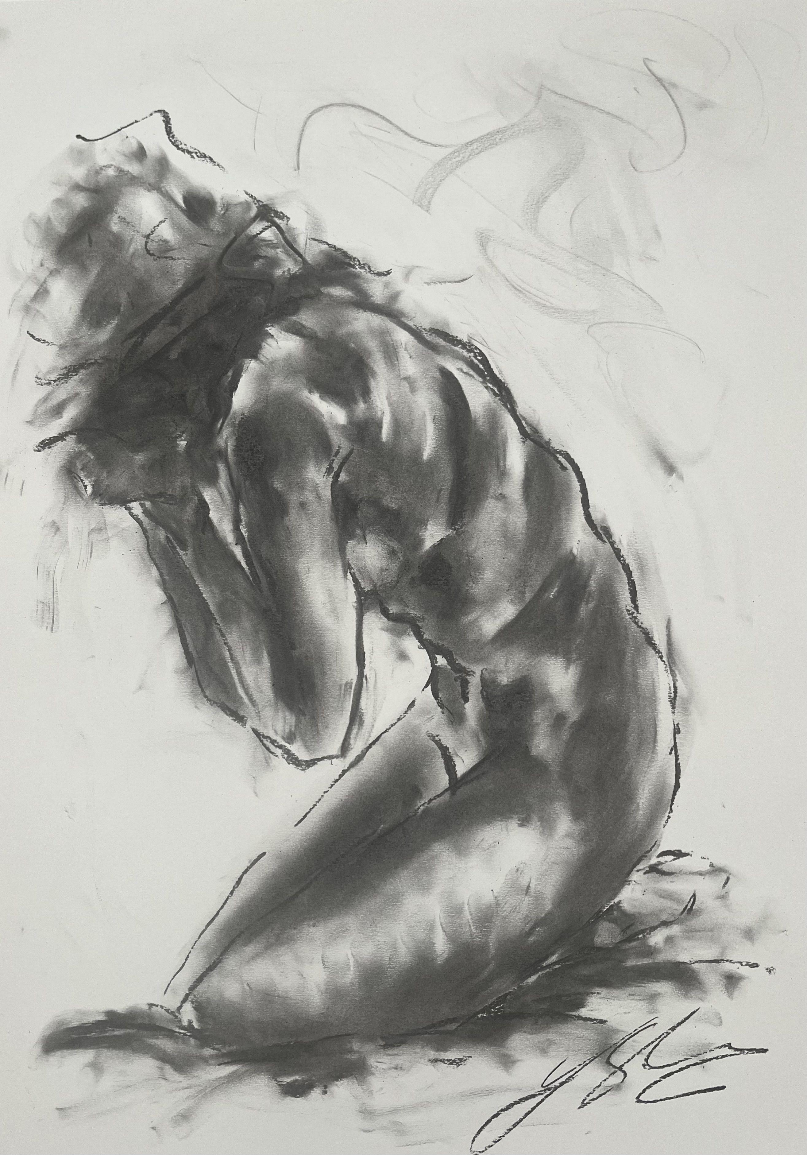 Enigma, disegno, carboncino su carta - Art di James Shipton