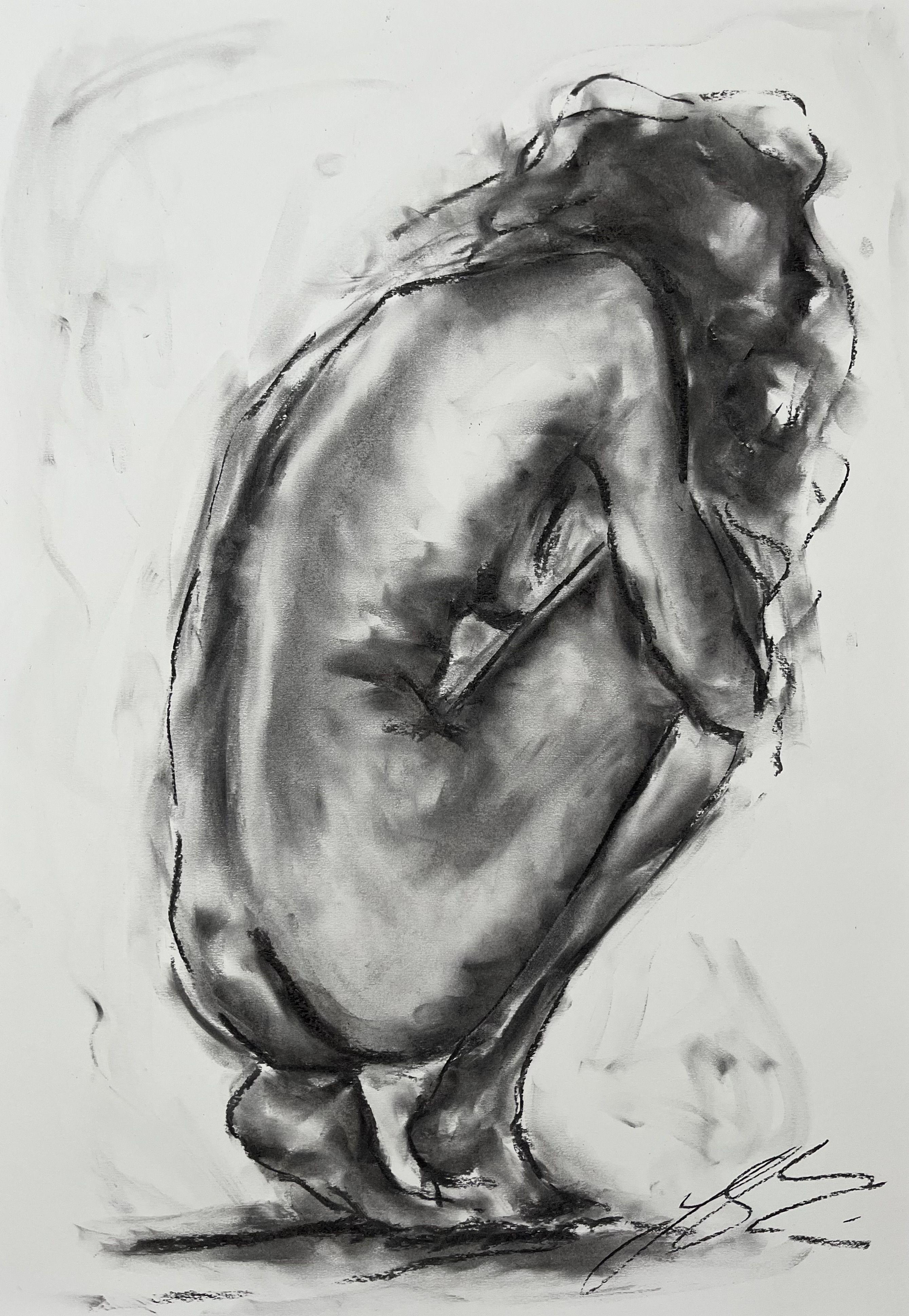Arrival, Drawing, Charcoal on Paper - Art by James Shipton