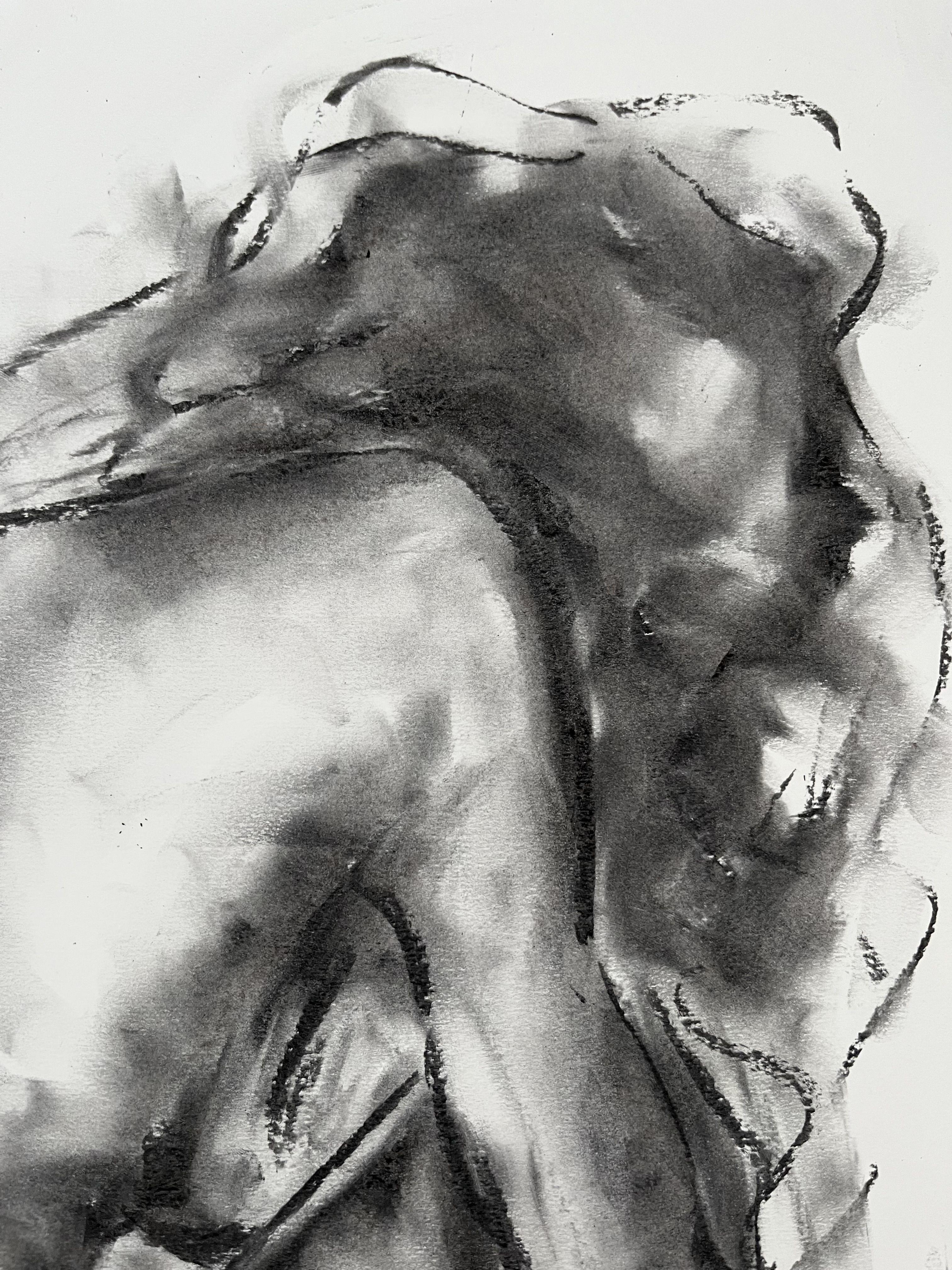 Arrival, Drawing, Charcoal on Paper - Impressionist Art by James Shipton