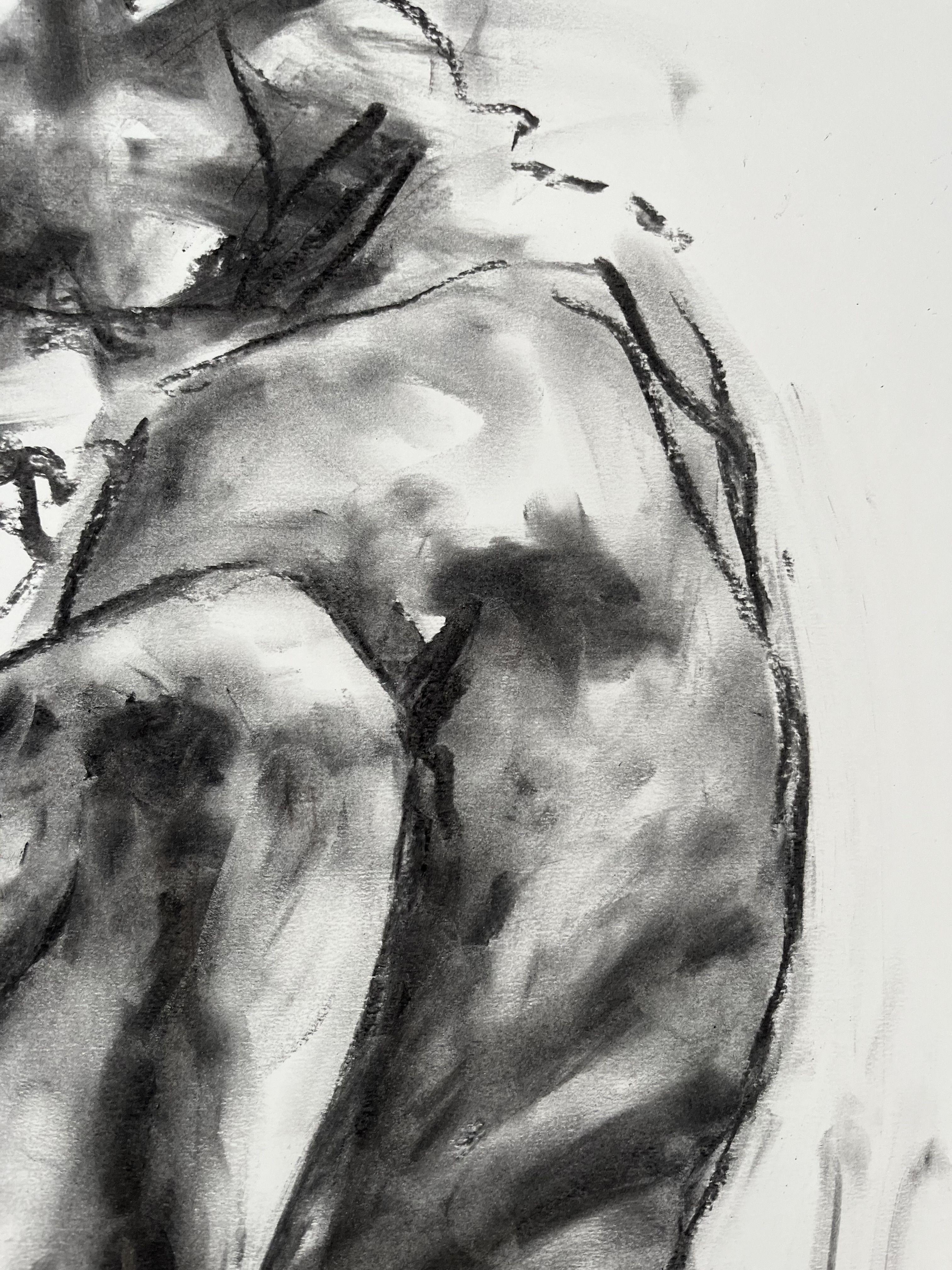 Original charcoal drawing on paper by James Shipton  My works are heavily influenced by the art work of Degas and Gustav Klimt.    My desire is to capture the human form, whilst portraying human emotion. I achieve this through a process of capturing
