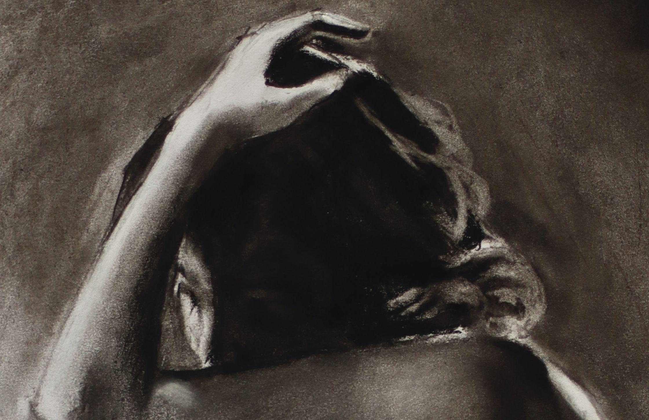 Jacob Again    Este dibujo a carboncillo y pastel â€˜Prestudy to Sitting Nude by Jacob Merkelbach â€