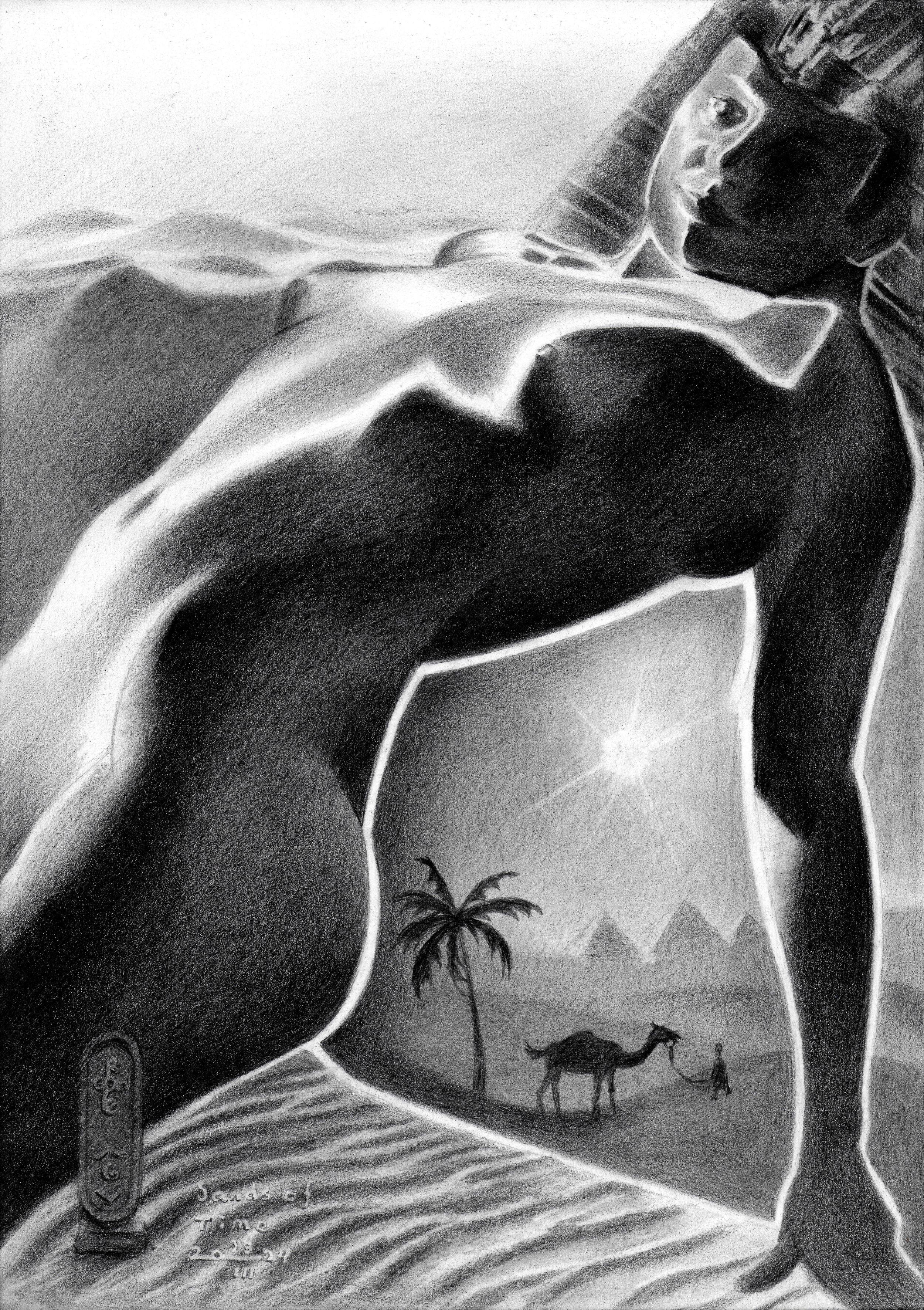 Sands of Time - 23-03-24, Zeichnung, Bleistift/Farbstift auf Papier – Art von Corne Akkers