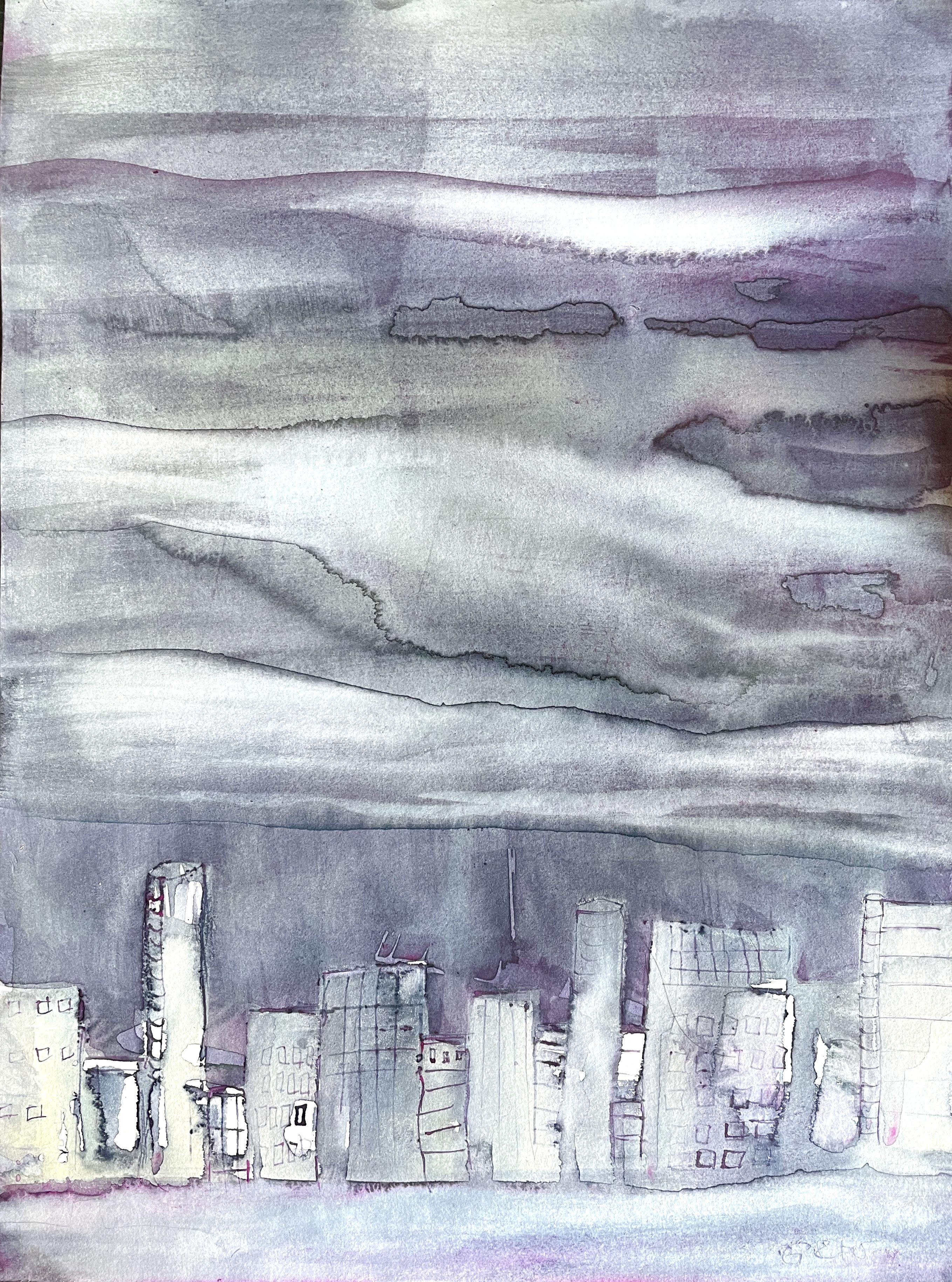 Suburbia, Malerei, Aquarell auf Papier – Art von Gesa Reuter