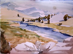 Kennedy Meadows Half In Winter, Painting, Watercolor on Paper