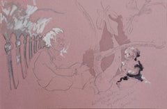 Winston Eating A Stick, Drawing, Pastels on Paper