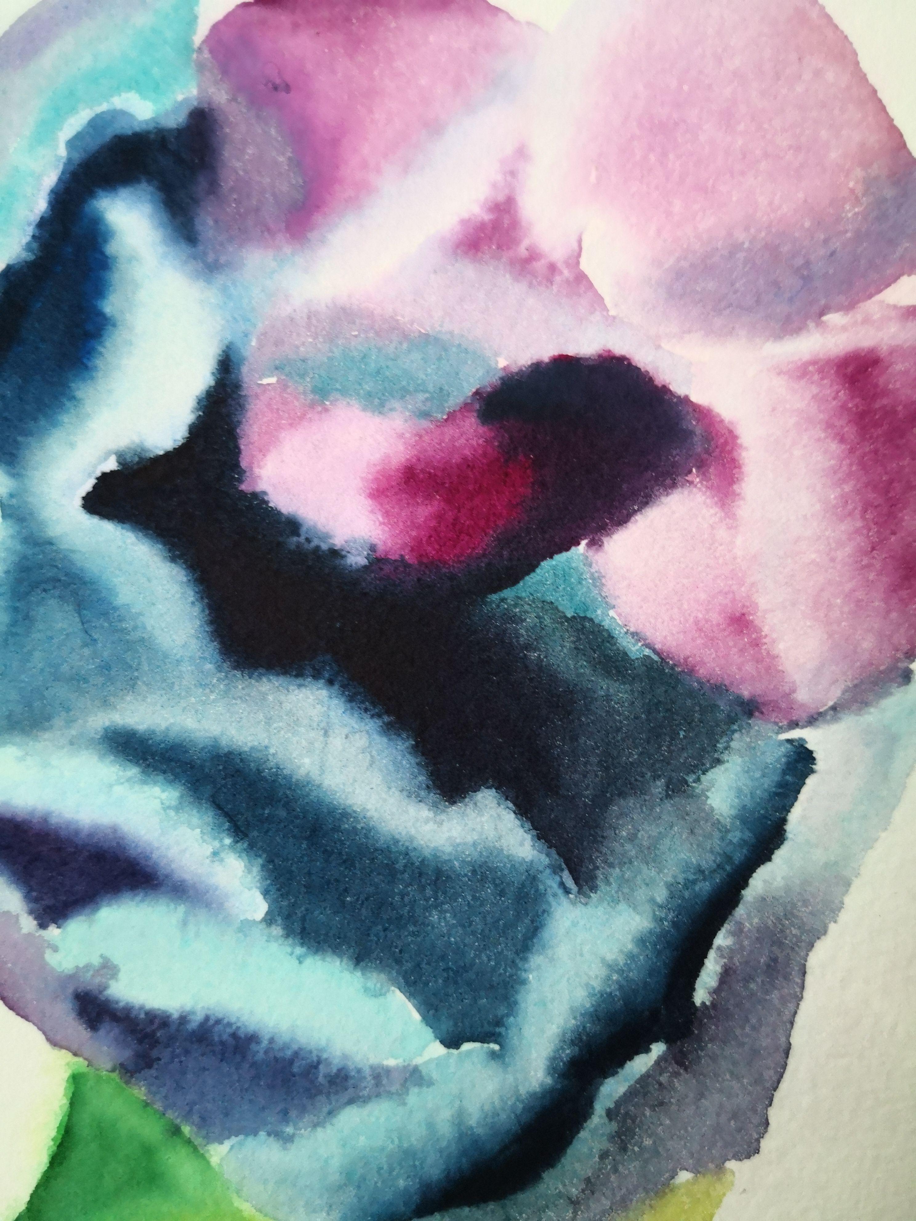 Tulipano viola, Pittura, Acquerello su carta in vendita 1