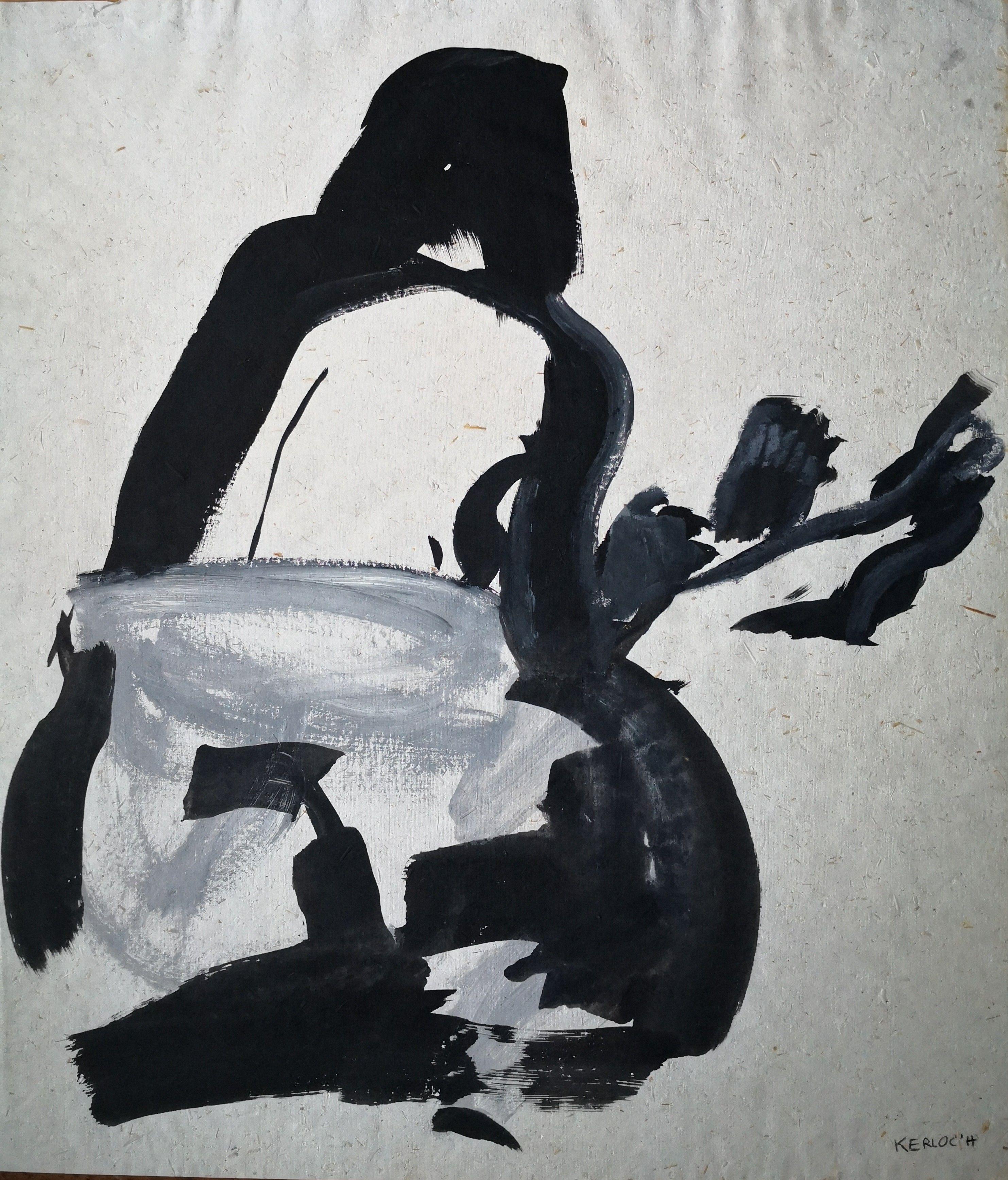 Sitter Watching, Drawing, Pen & Ink on Paper - Art by Anyck Alvarez Kerloch