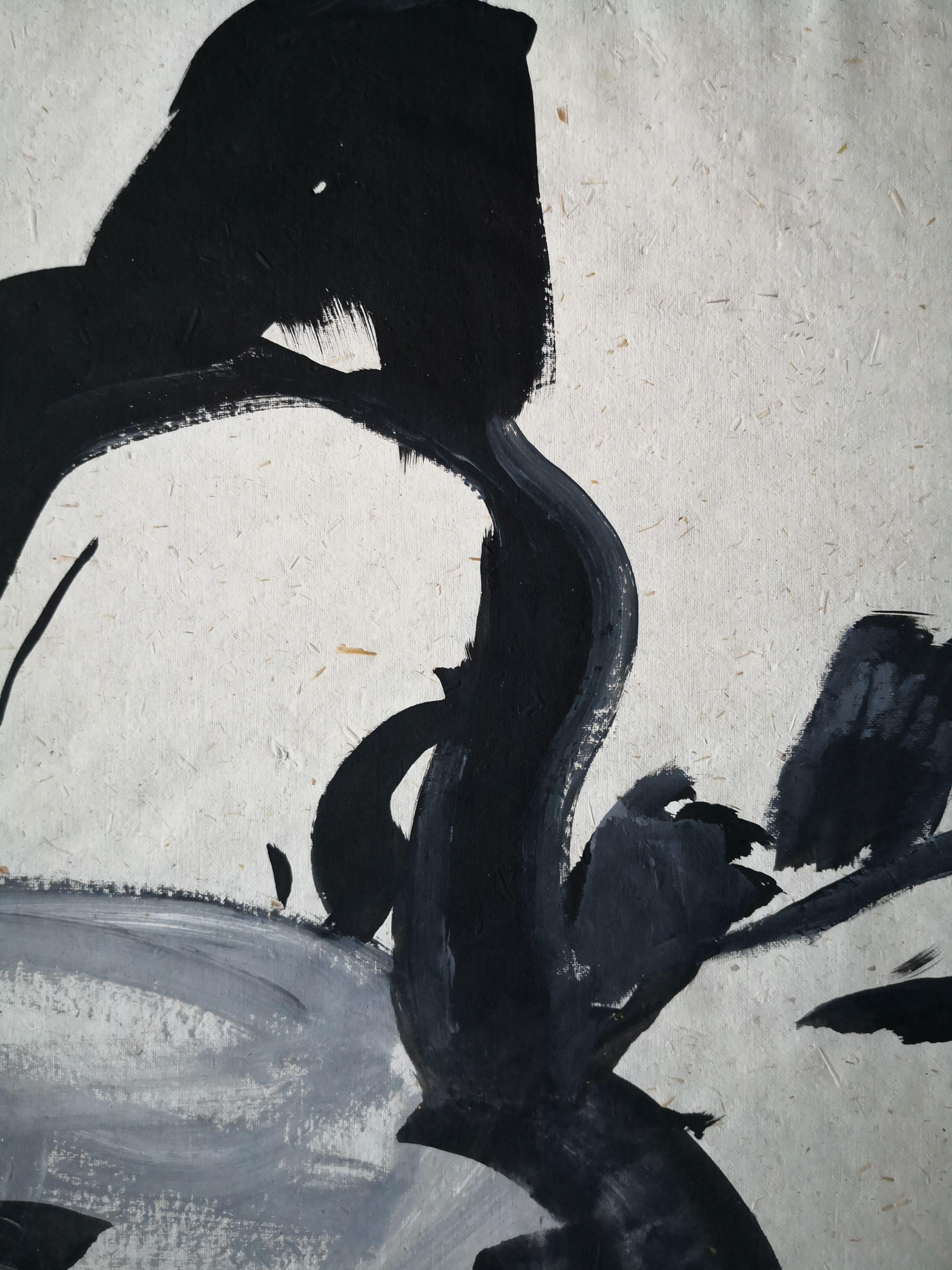 Ink on Indian handmade paper.  This work was done in a live model session of quick poses. One of my favourite ways of painting.  Quick poses gives one no time to think about what is going to be put on the paper. One looks at the model , synthesizes