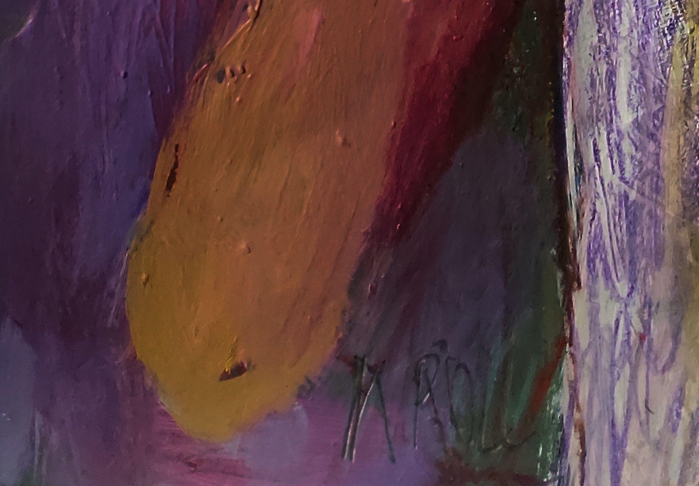 Mädchen mit blauem Gesicht, Zeichnung, Bleistift/Colorierter Bleistift auf Papier im Angebot 1
