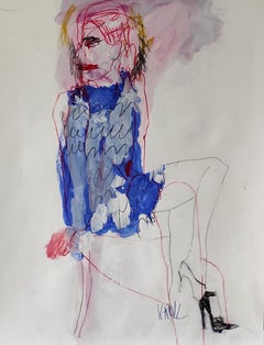 Girl on the chair, Drawing, Pencil/Colored Pencil on Paper
