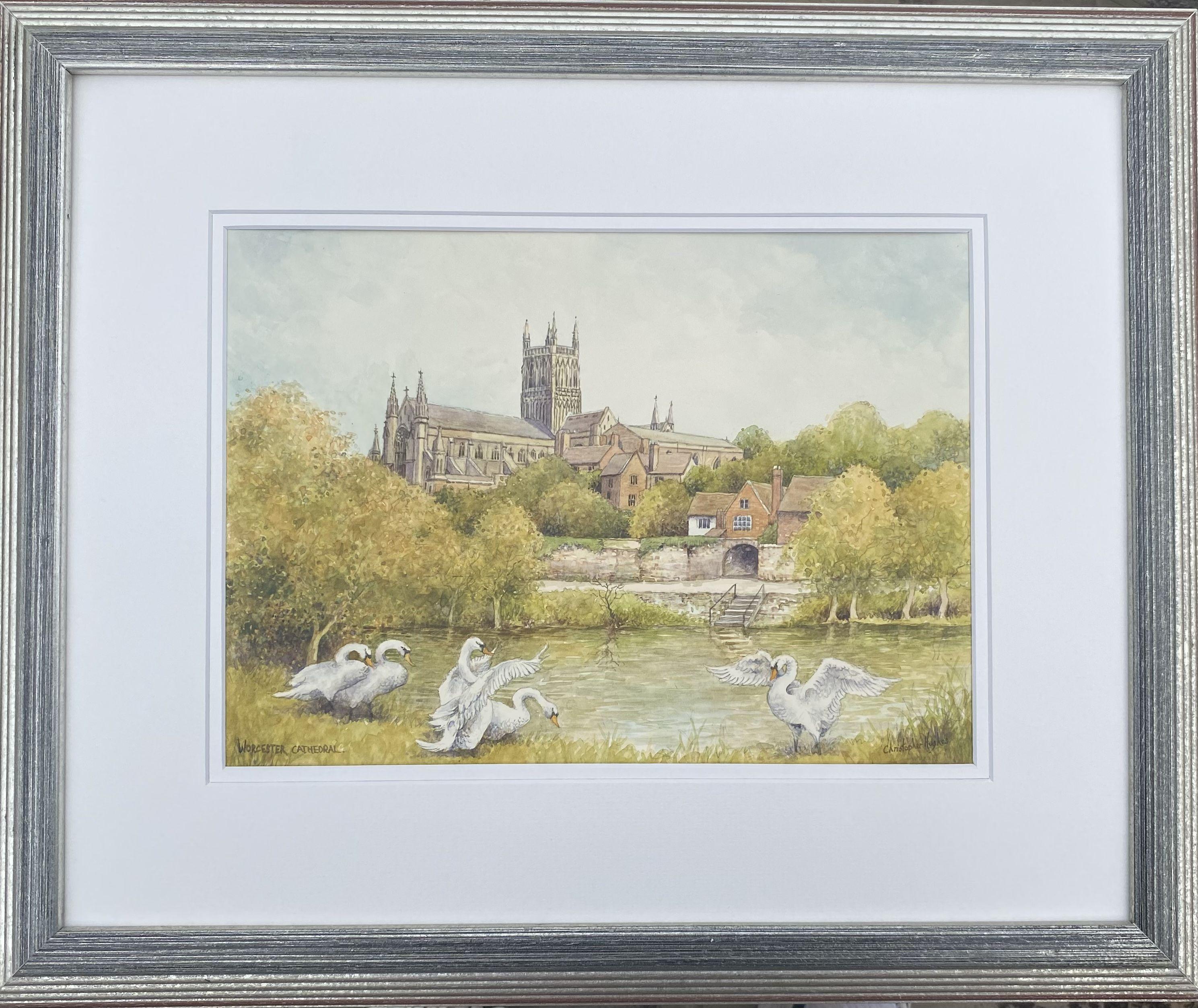 Worcester Cathedral. Original watercolour, Painting, Watercolor on Paper - Art by Christopher Hughes